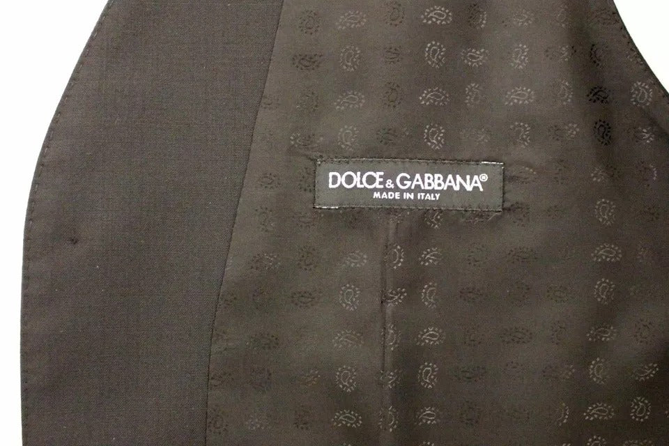 Dolce & Gabbana черна вълнена копринена рокля с жилет и жилетка