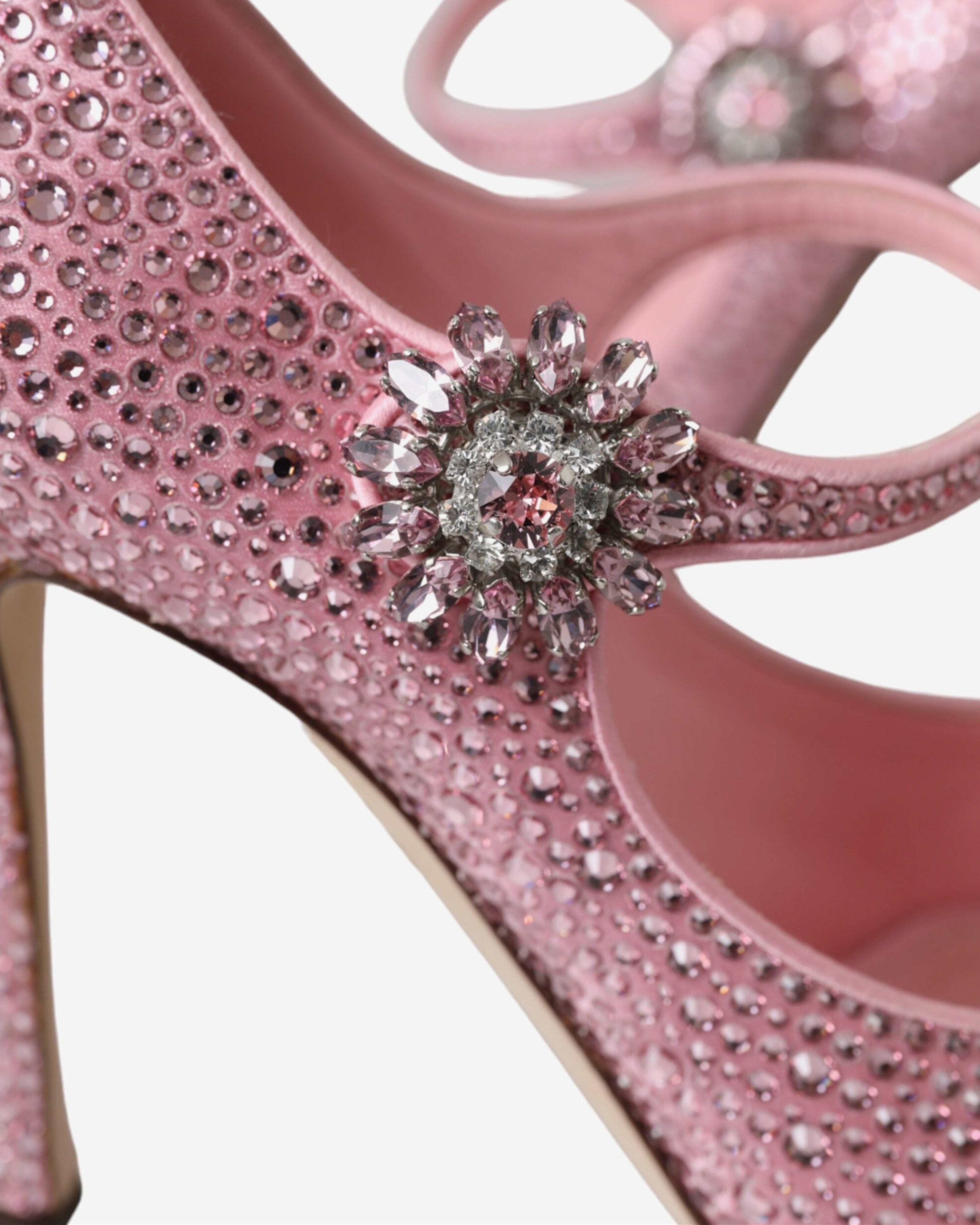 Дамски обувки на висок ток с кристали в розово DOLCE & GABBANA Women’s Pink Strass Crystal Heels