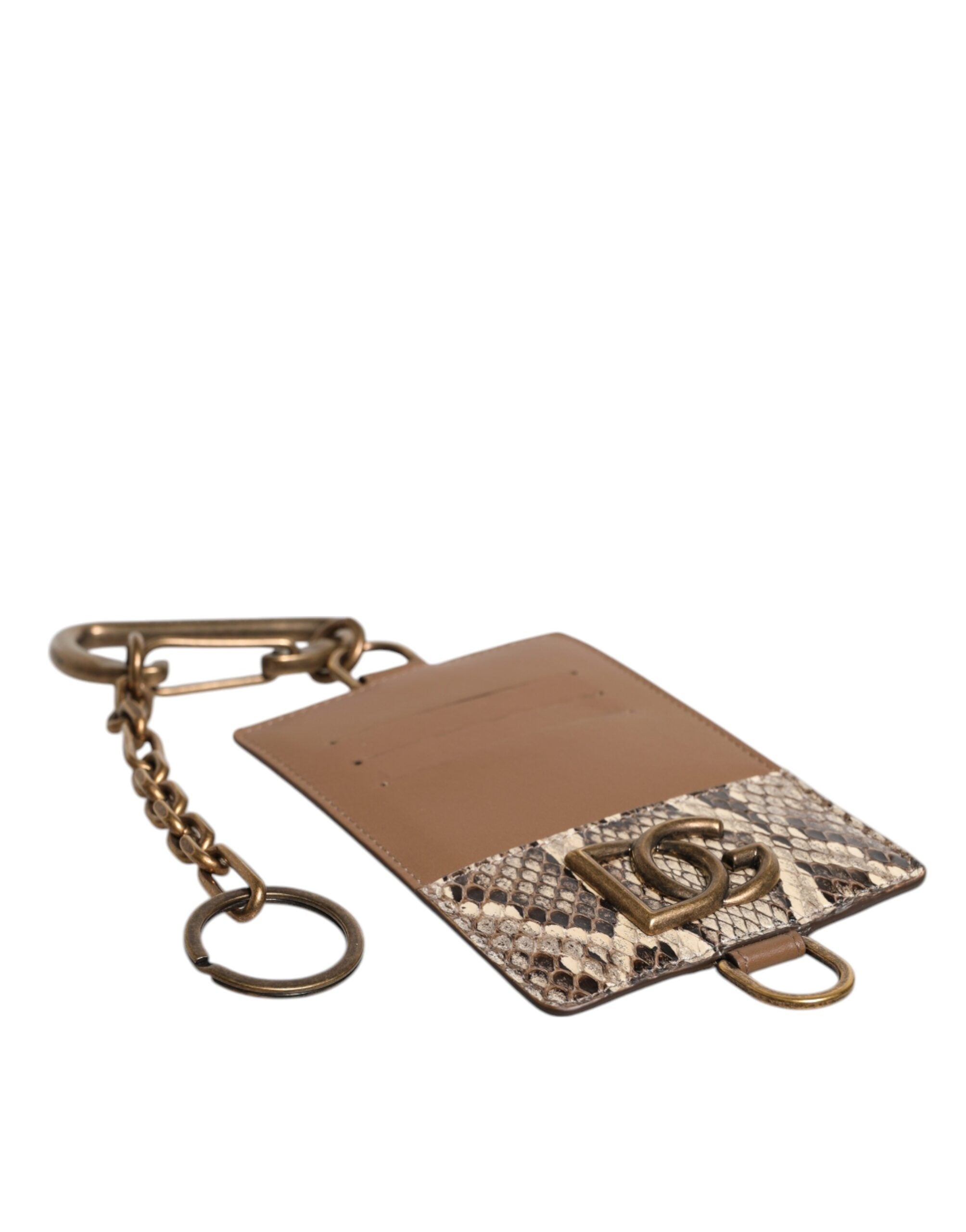 Dolce & Gabbana кафяв екзотичен кожен портфейл с плака с лого DG