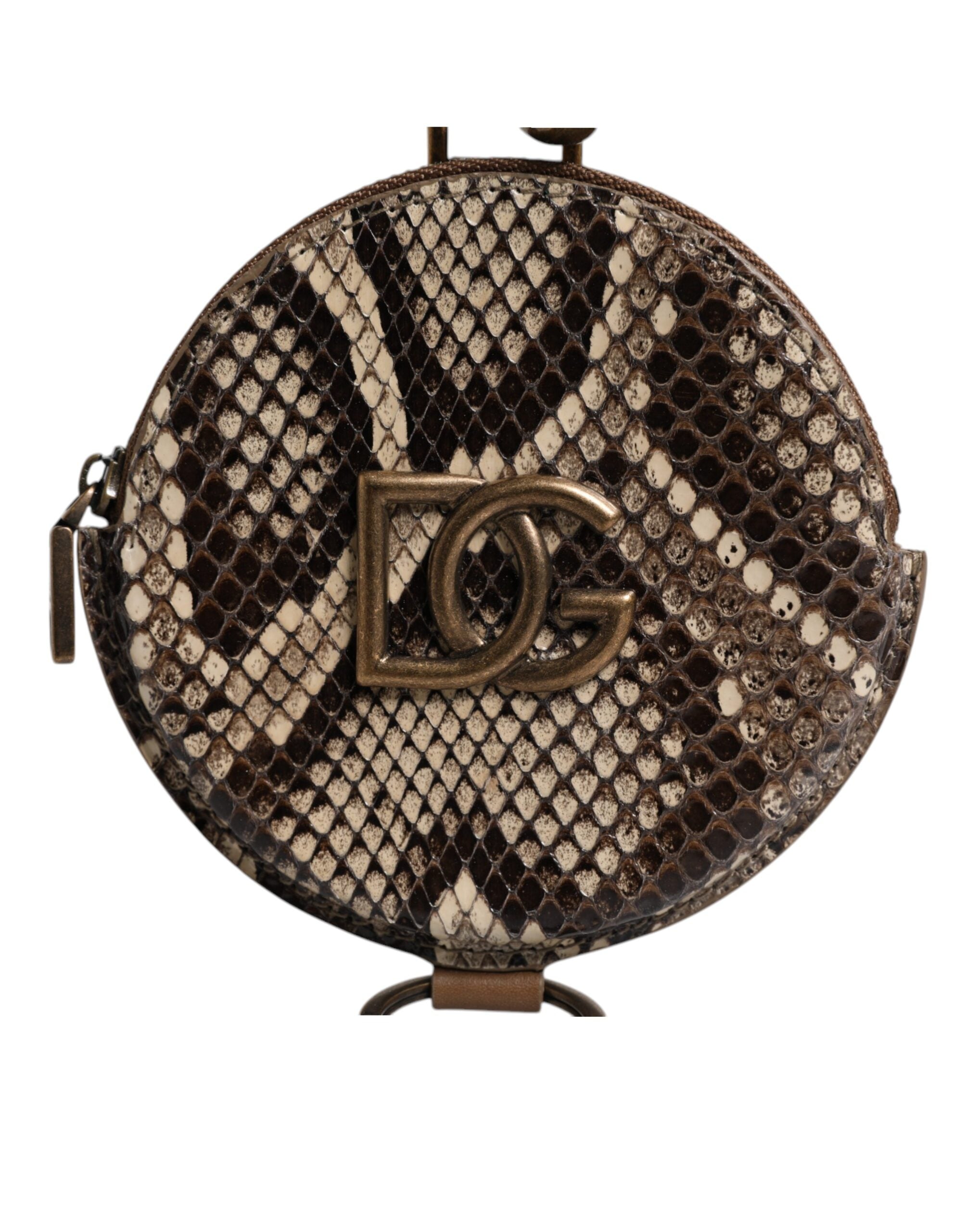 Dolce & Gabbana Кафяв кръгъл кожен портфейл с лого DG за монети