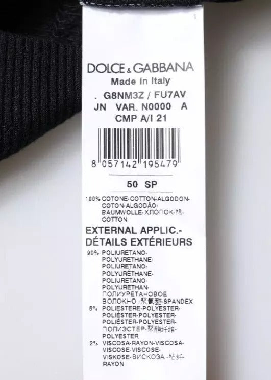 Черна памучна тениска без ръкави с кръгло деколте Dolce & Gabbana