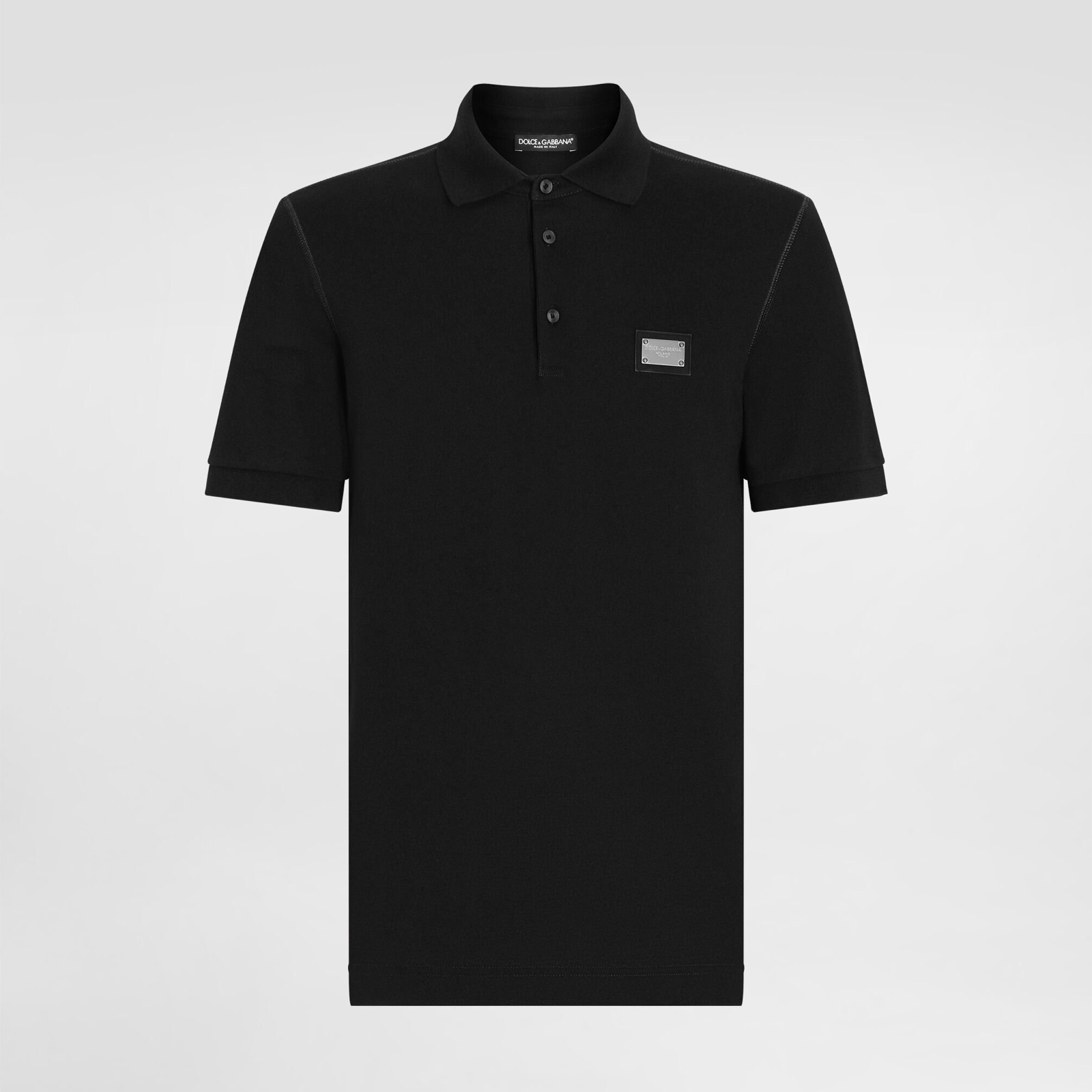 Dolce & Gabbana Black Cotton Polo Shirt G8PL4TG7P1DN0000 Front View