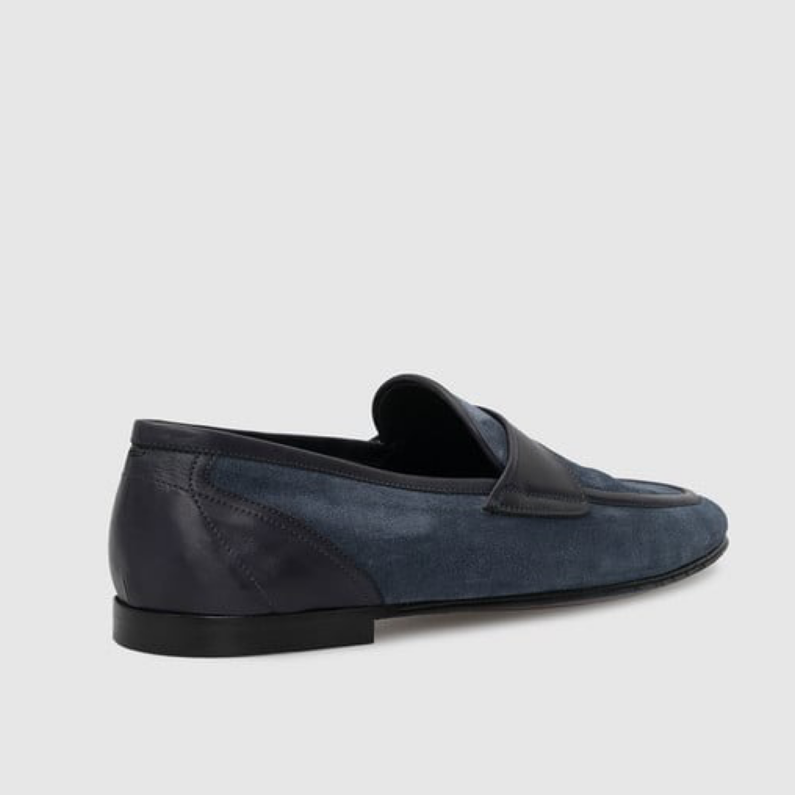 Мъжки сини мокасини Dolce & Gabbana A50351 AX934 Blue Suede Leather Men Loafers Heel View