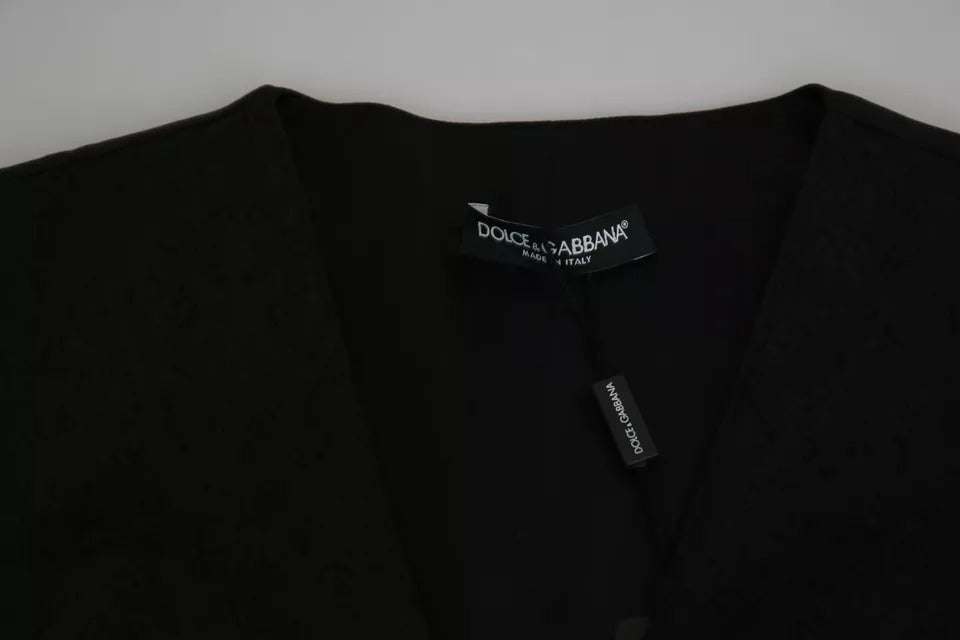 Dolce & Gabbana черна дантелена жилетка, тънка жилетка, копринено горнище
