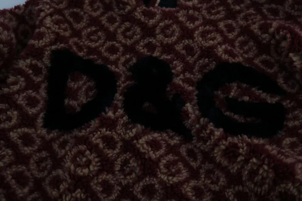 Dolce & Gabbana Червен бежов вълнен пуловер с качулка