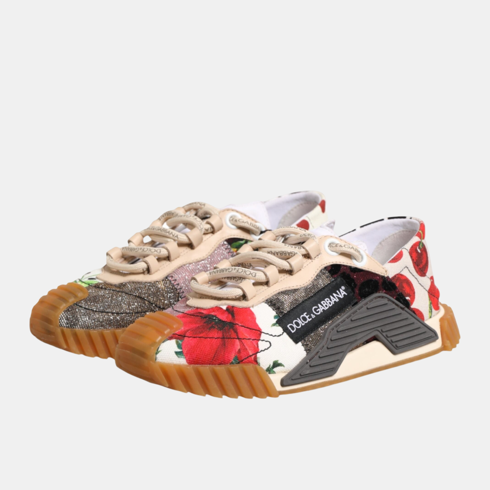 Dolce & Gabbana NS1 Rose & Cherry Floral Women Sneakers CK2234 B9057 8J136 Lateral View