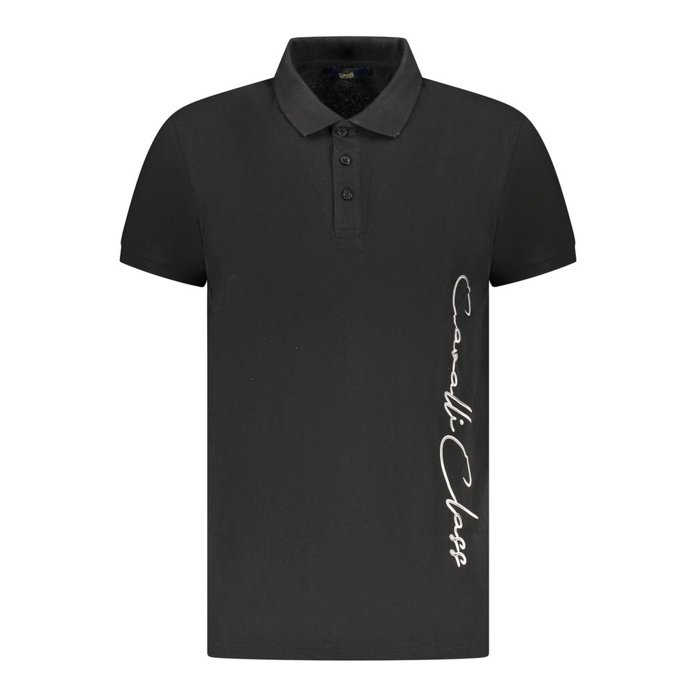 Мъжка поло тениска в черно Men's polo Cavalli Class TXT64 FJD060 05051 Black Front view