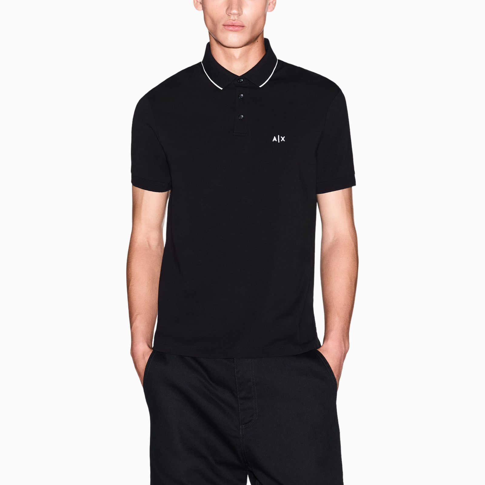 Мъжка черна поло тениска Armani Exchange Men Polo XM001289 AF10363 UC001 Front View