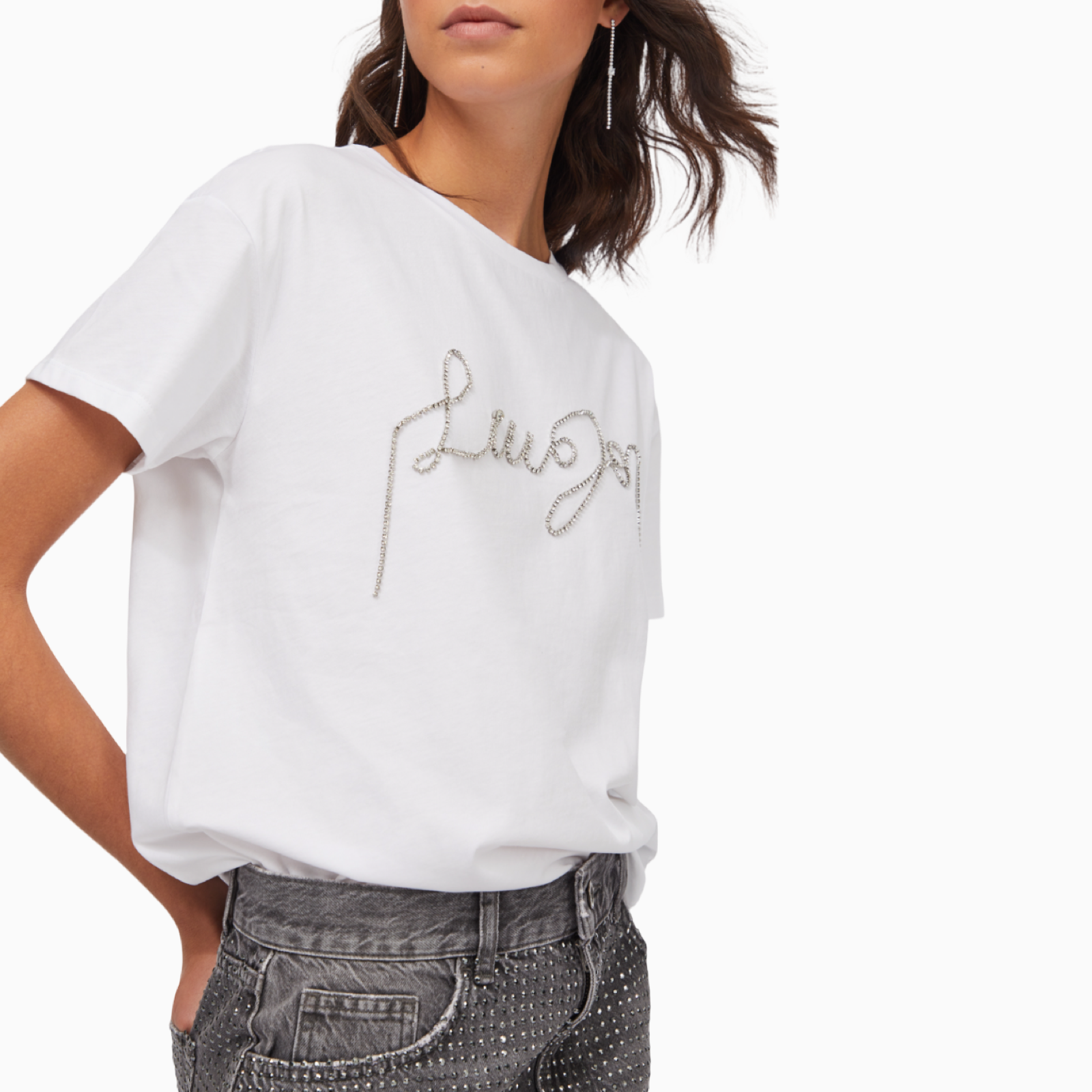 Дамска бяла тениска Liu Jo Women T-shirt UF5261 JS923 P9003 Side View