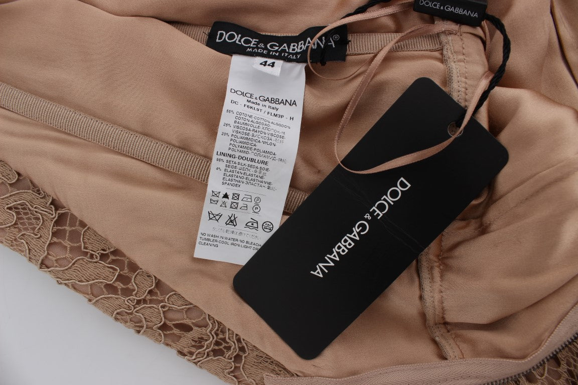 Елегантна розова макси рокля с дантелени цветя на Dolce & Gabbana