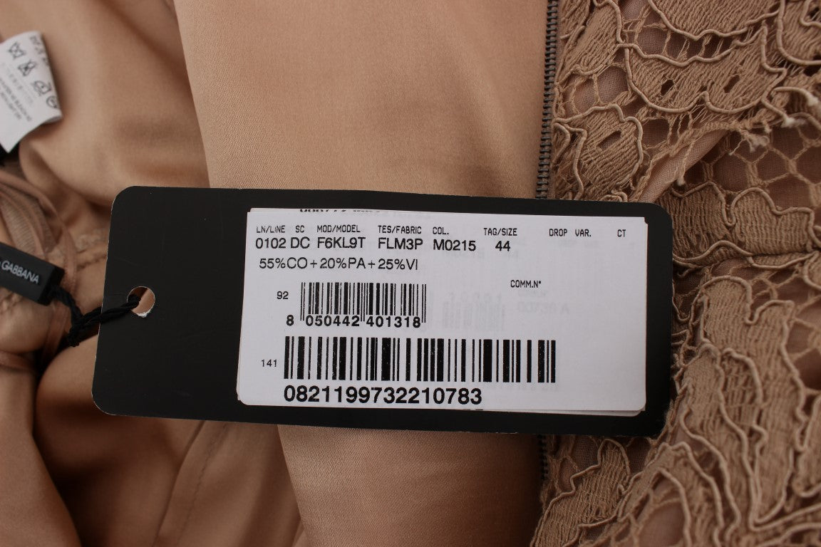 Елегантна розова макси рокля с дантелени цветя на Dolce & Gabbana