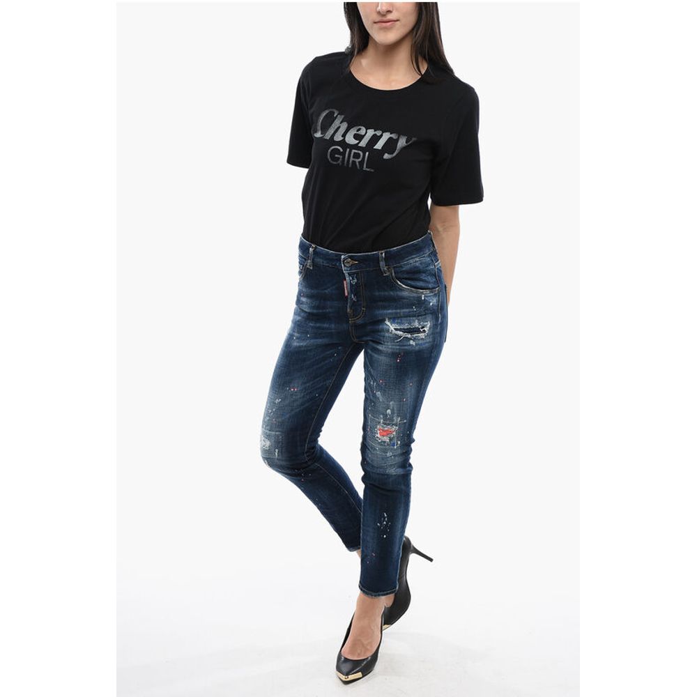Dsquared² Sketch Detailed Cool Girl Fit Denims 14cm
