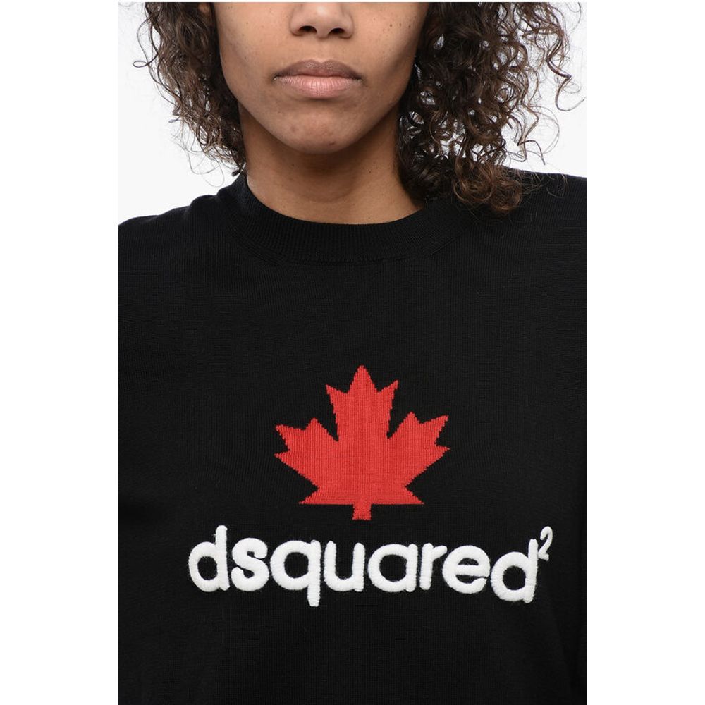 Dsquared² Virgin Wool Crew-neck Sweater with Embossed Logo