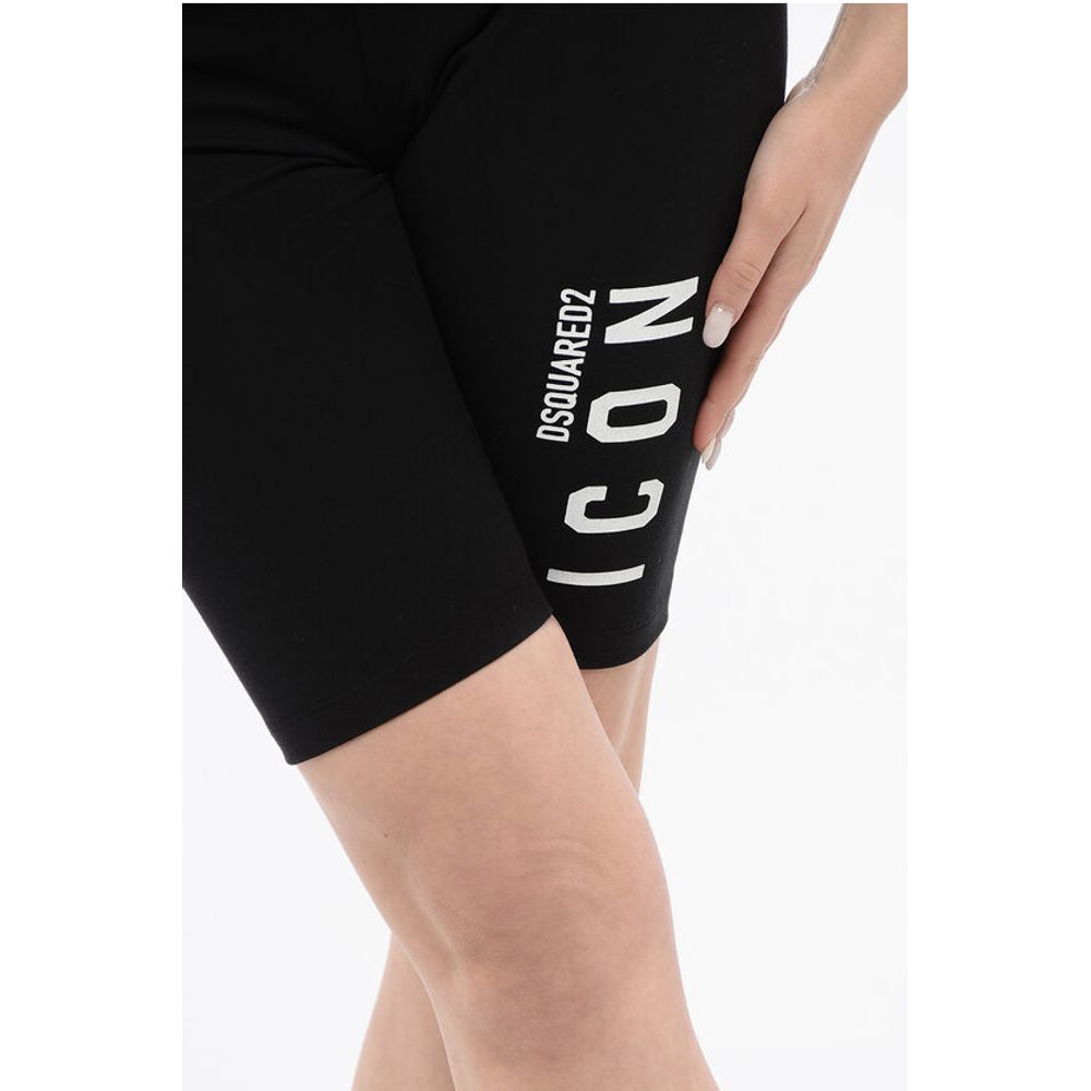 Dsquared² ICON Stretch Cotton Biker Shorts with Printed Logo