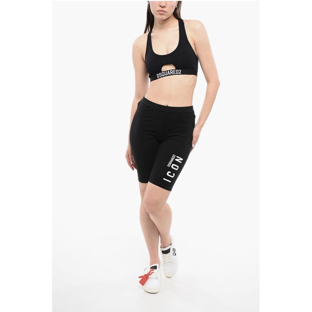 Dsquared² ICON Stretch Cotton Biker Shorts with Printed Logo