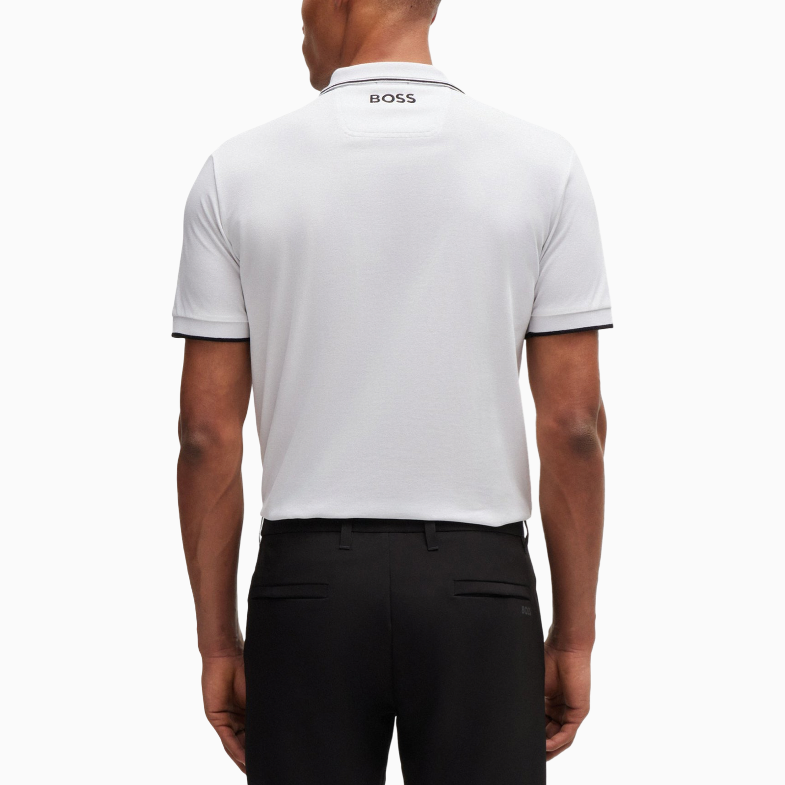 Мъжка бяла поло тениска Boss Paddy Pro Men Polo 50469102 100 Back View