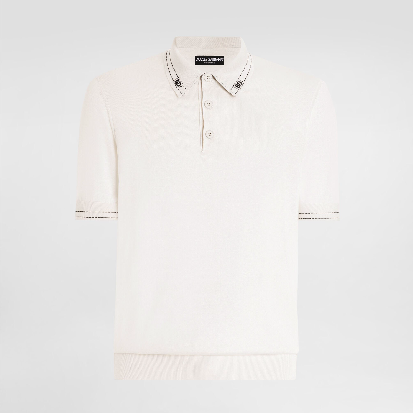 Dolce & Gabbana Beige Silk Polo Shirt GXZ02TJBSOIW0001 Front View