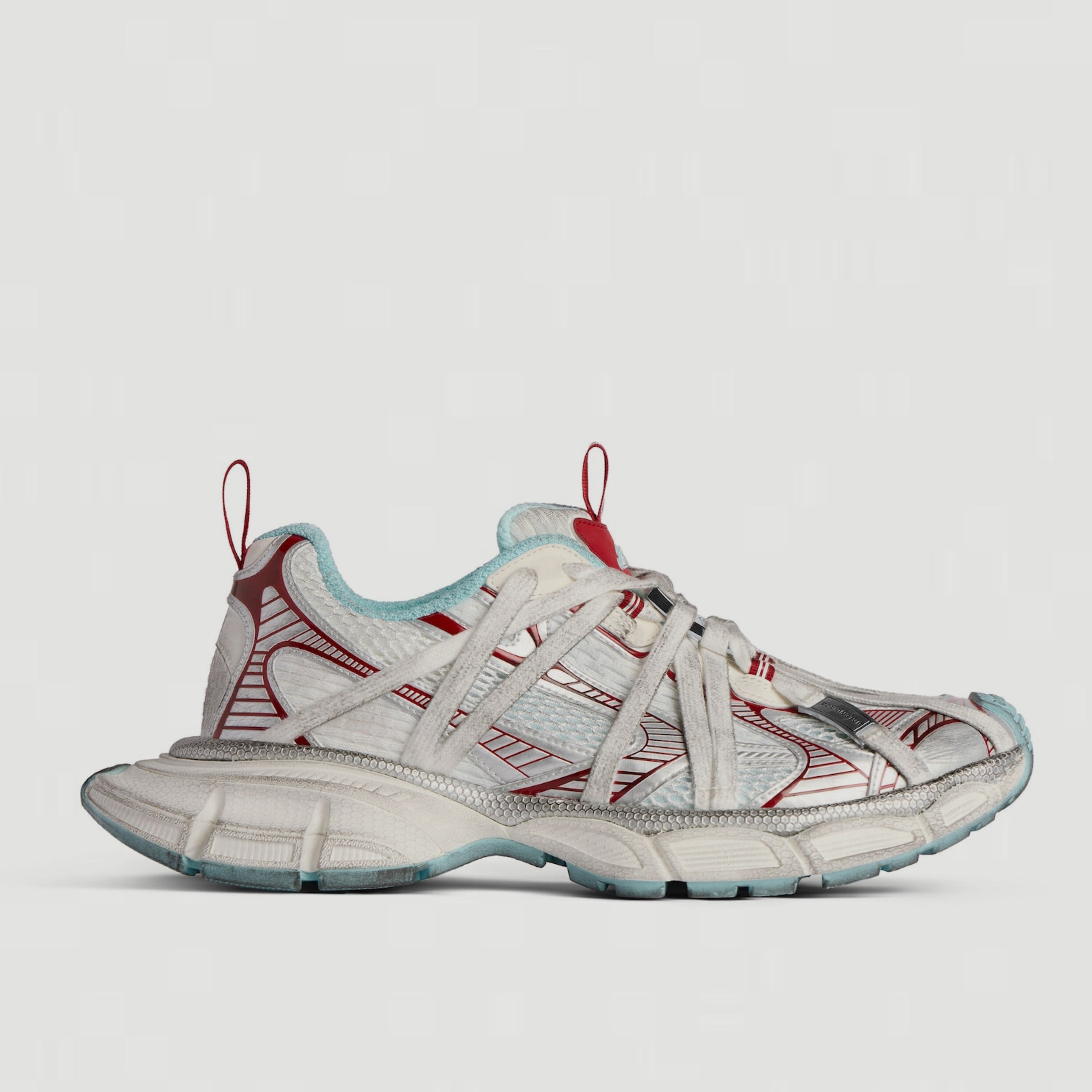 Men’s Balenciaga 3XL Extreme sneakers in White/Red/Turquoise/Grey 825601W3XCH1614 lateral view