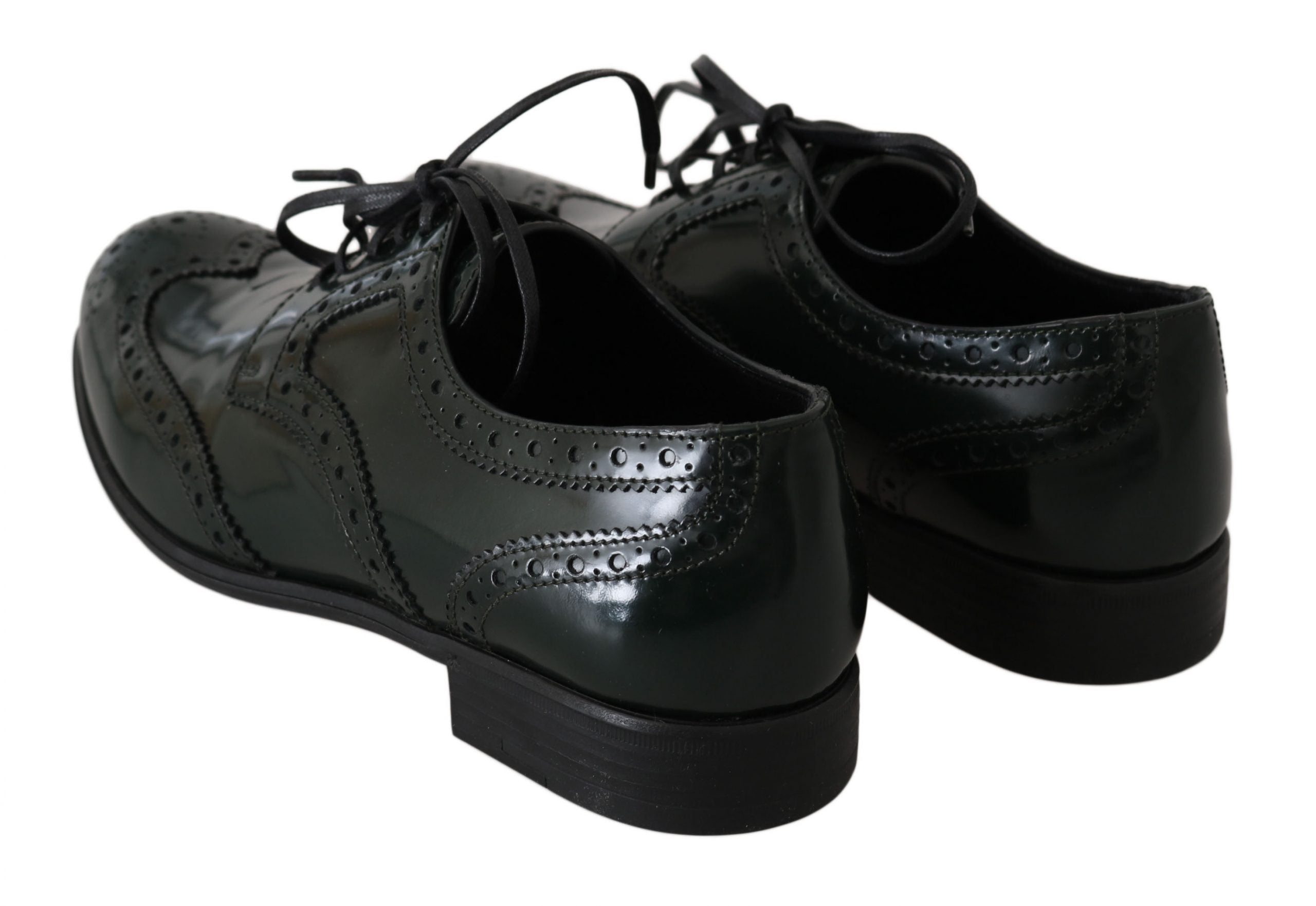 Dolce & Gabbana Елегантни зелени броги Oxford Wingtip Flats