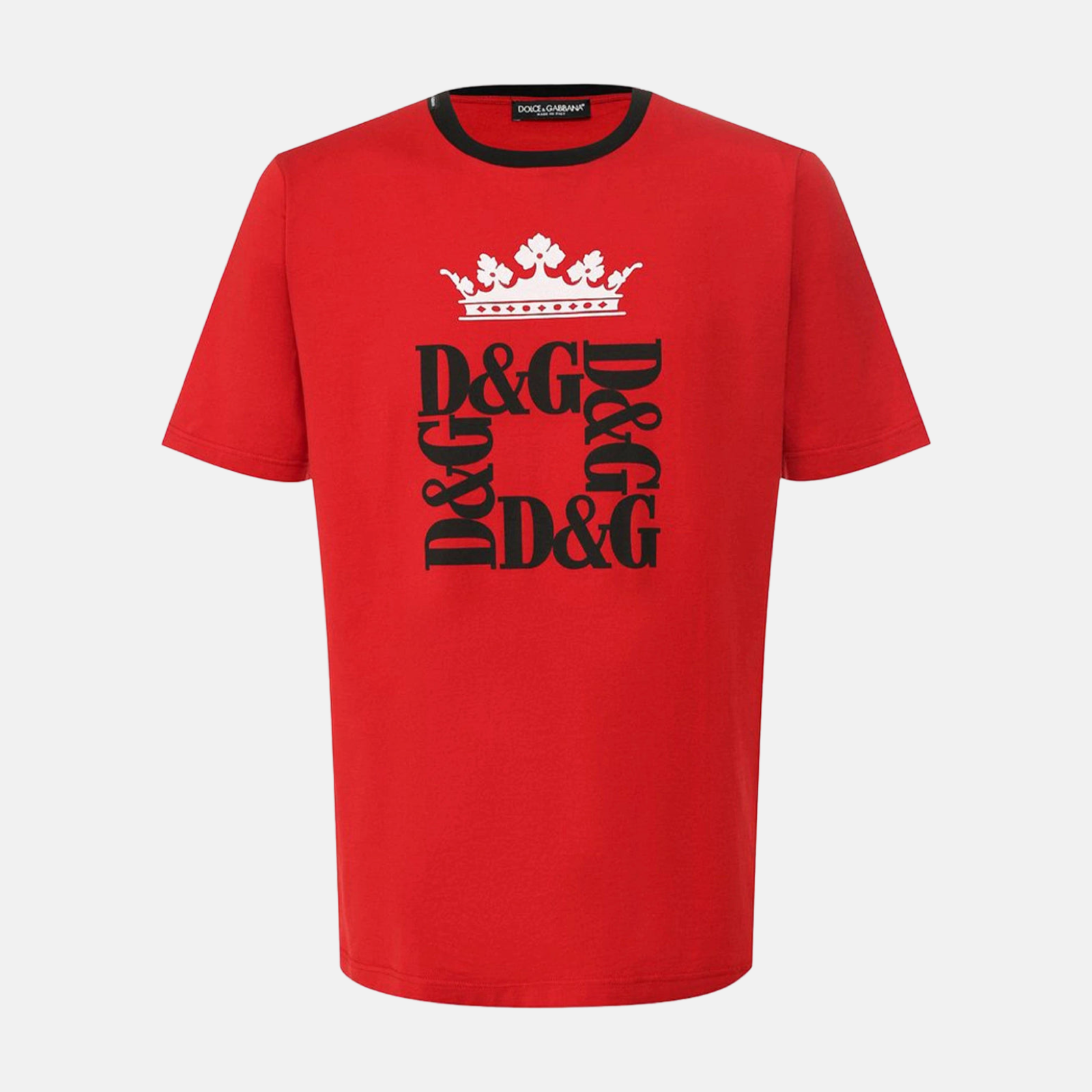 Мъжка червена тениска Dolce & Gabbana Logo Crown Men T-shirt G8HV4T HH7QT