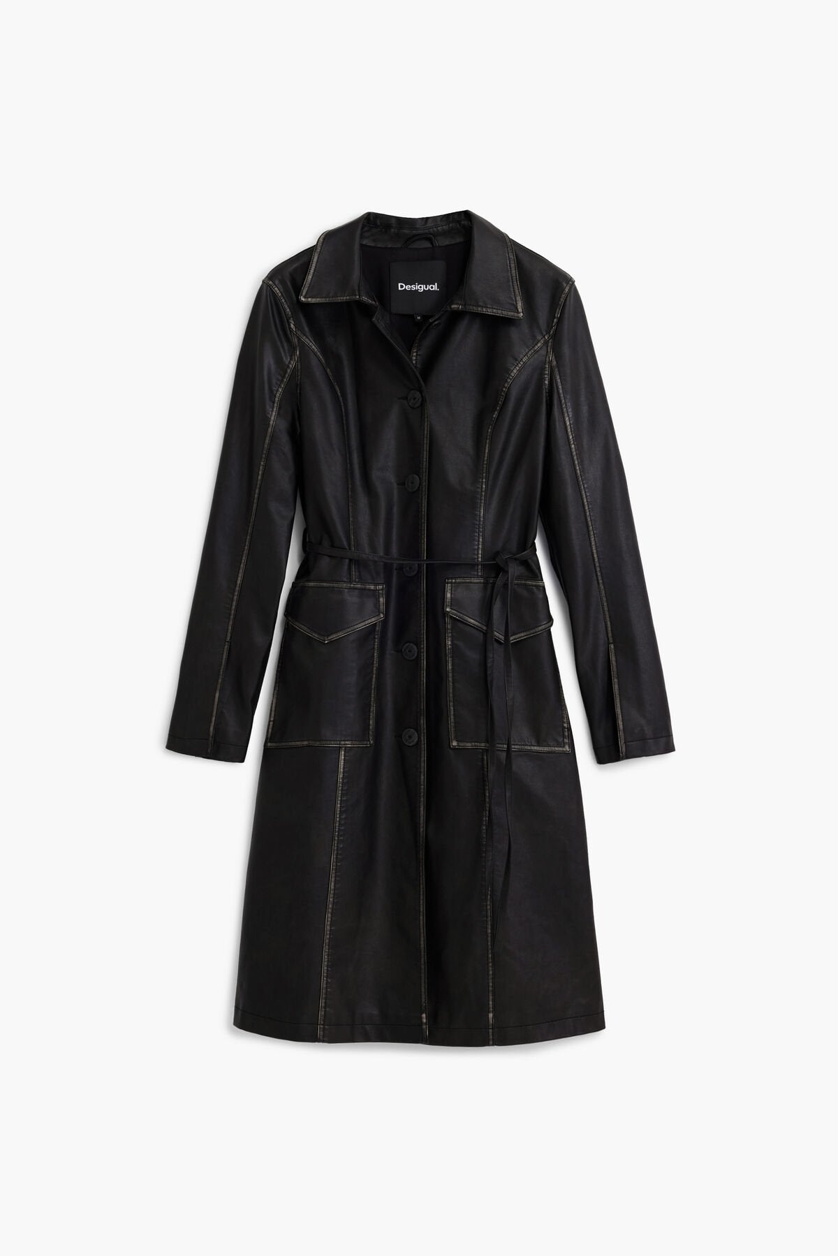 Дамско дълго палто от еко кожа Women’s long coat Desigual 25WWEW332000 Black standart view