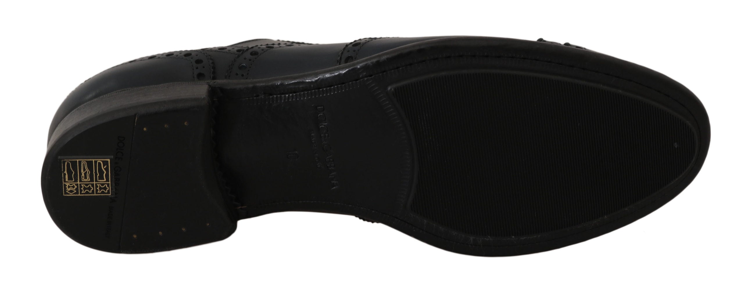 Dolce & Gabbana Елегантни сини кожени дерби обувки Wingtip