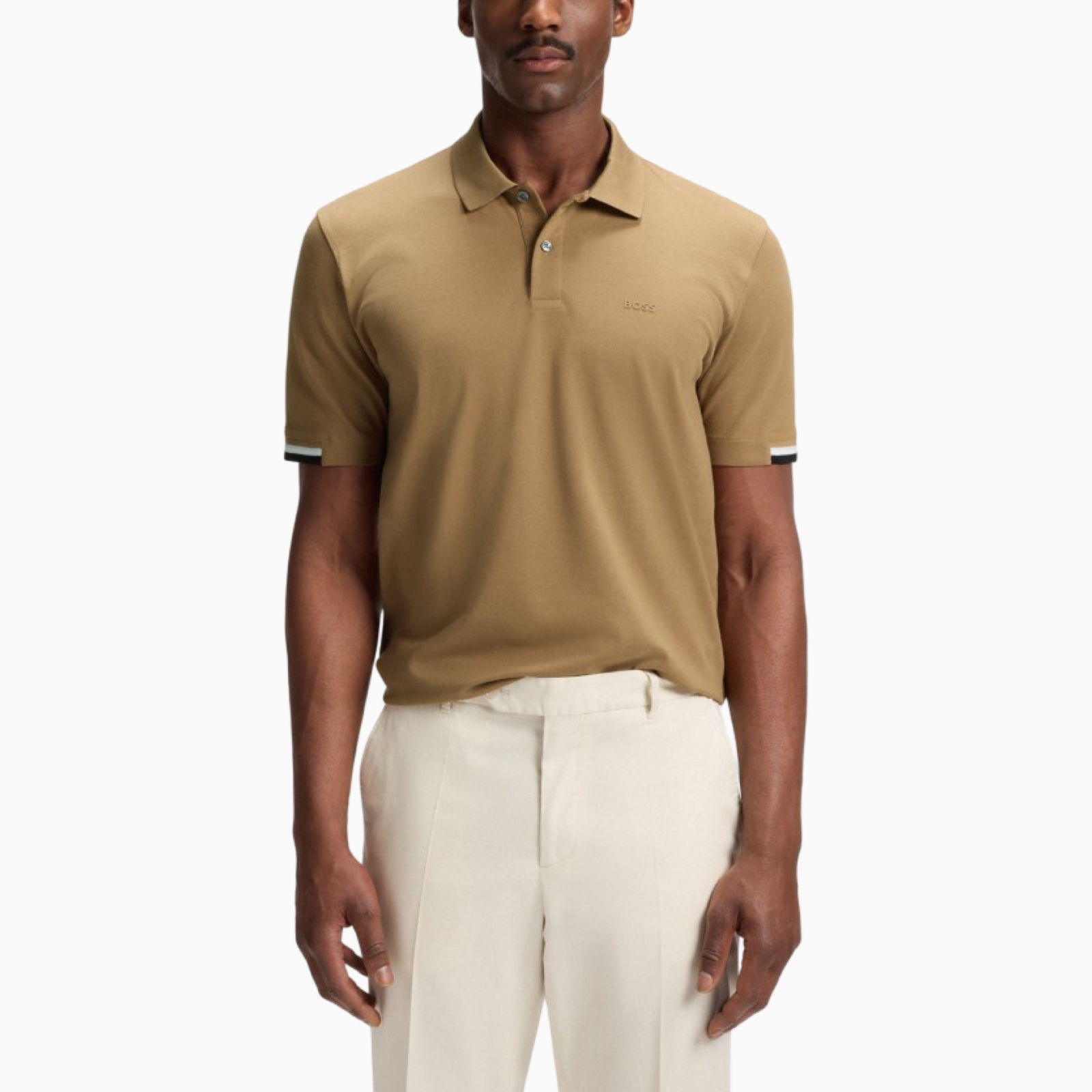 Мъжка бежова поло тениска Boss Parlay Men Polo 50467113 260 Front View