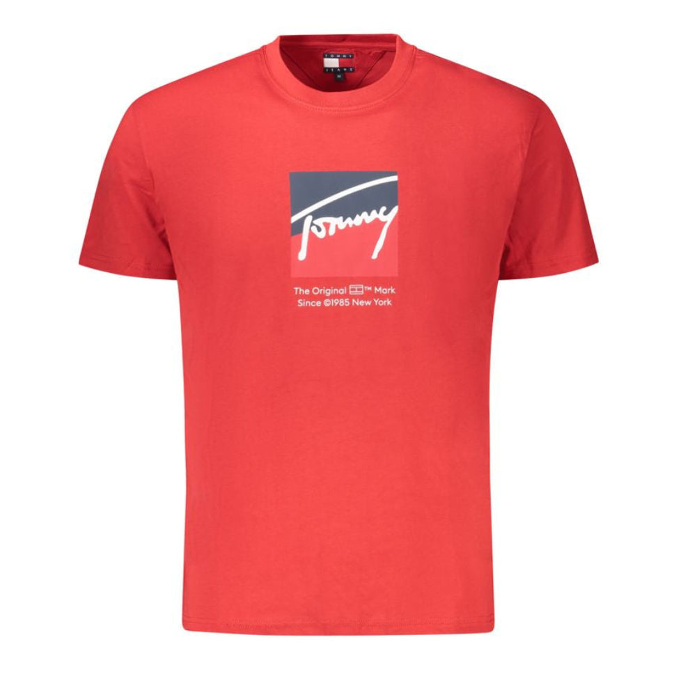 Мъжка тениска в червено Men's t-shirt Tommy Hilfiger DM0DM21940 XLE Red front view
