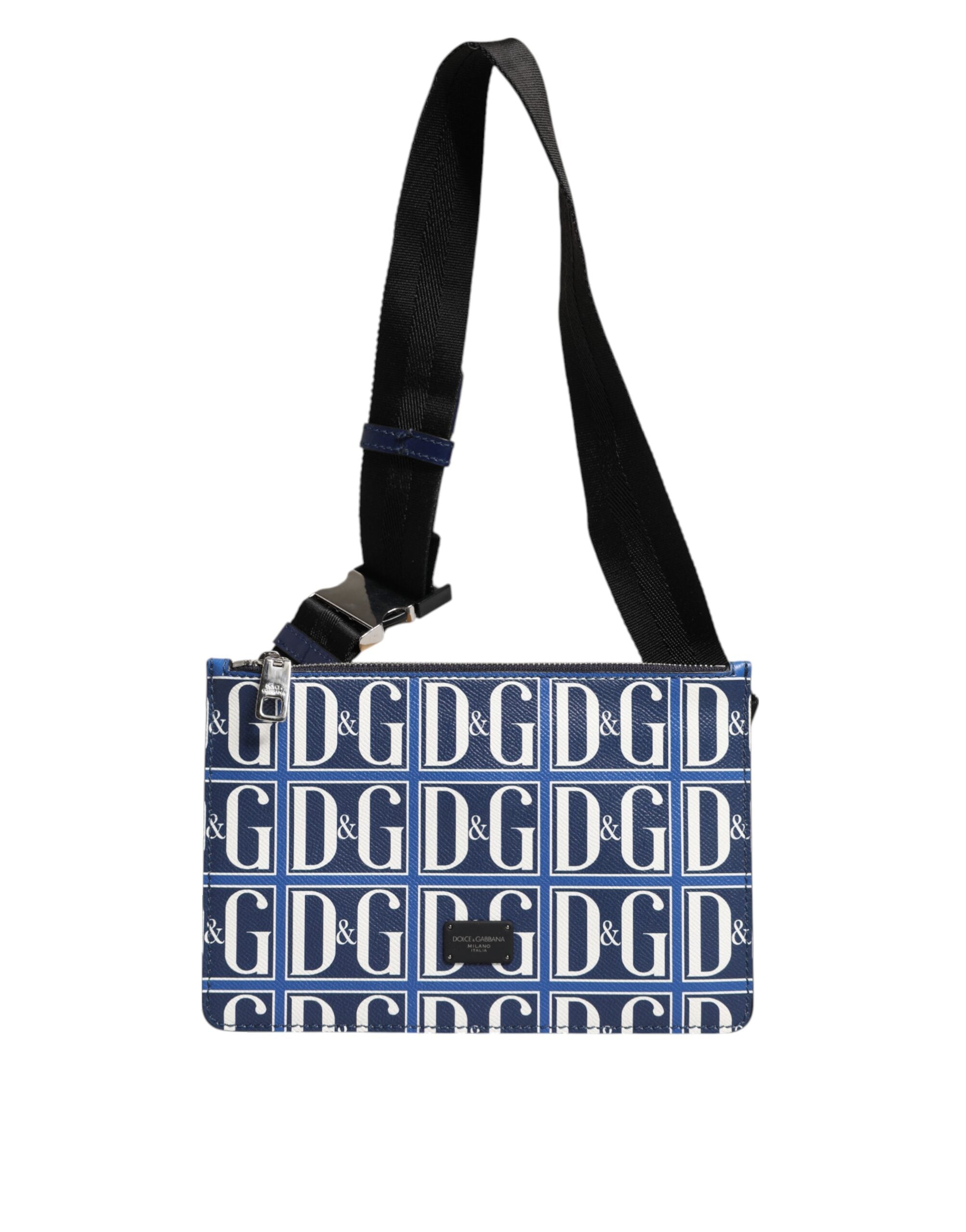 Мъжка чанта Men’s DG logo leather crossbody bag DOLCE & GABBANA BM1730 AA393 Blue and White