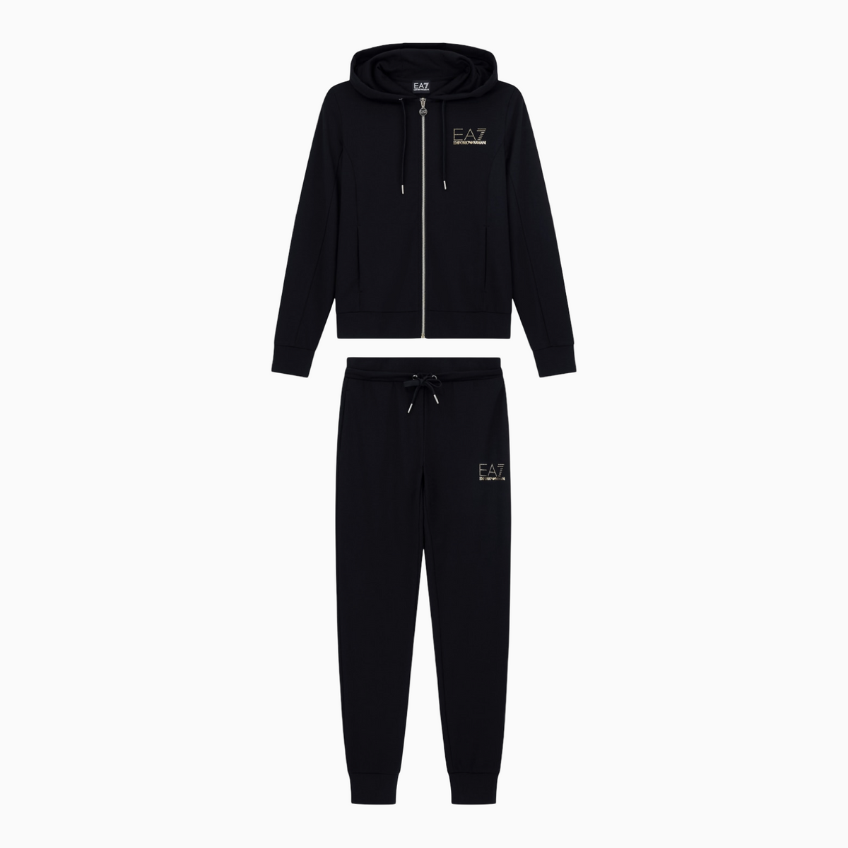 Дамски черен спортен екип EA7 Emporio Armani Women Tracksuit 8NTV51 TJ9RZ 1200 Front View
