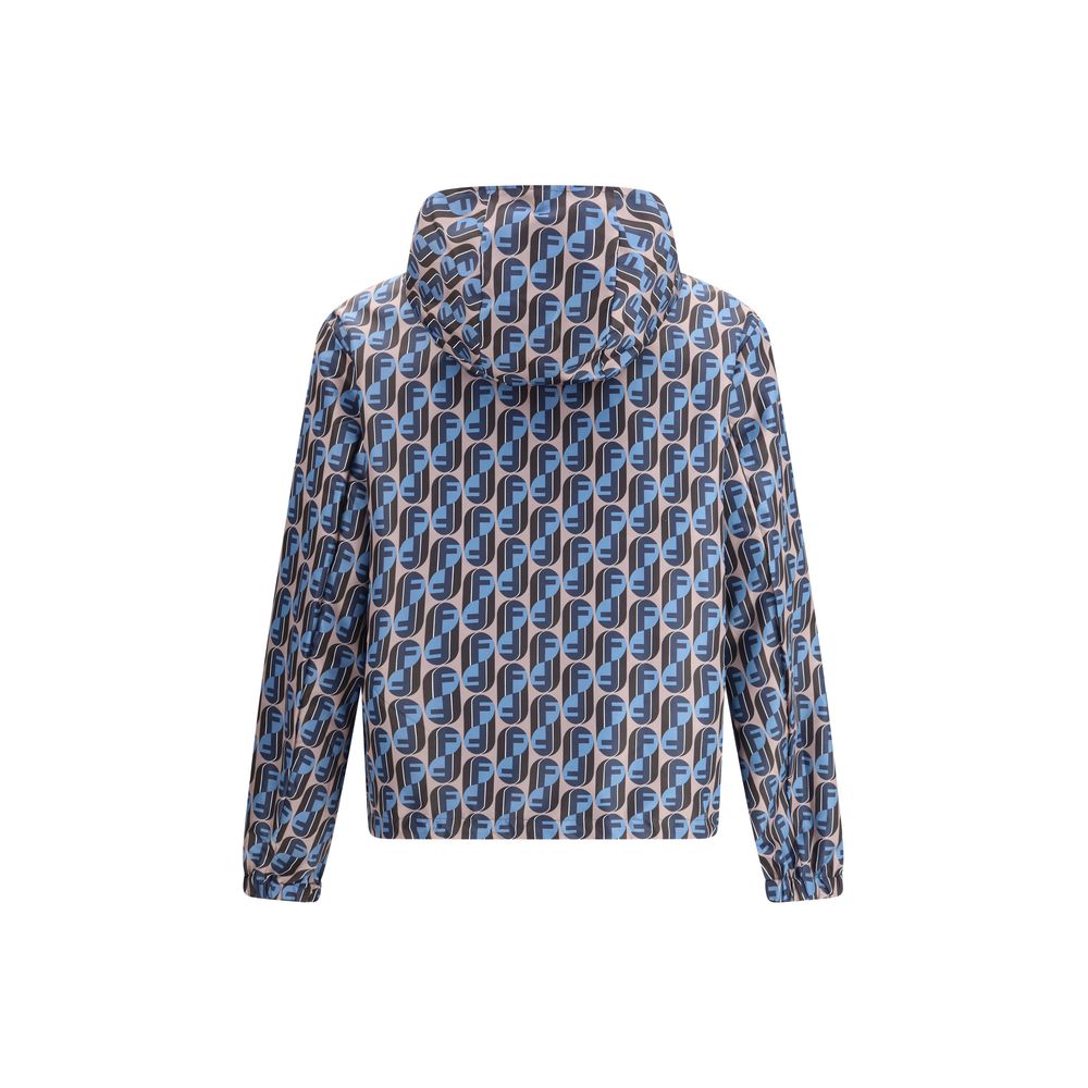 Мъжко двулицево яке Men’s reversible dark gray nylon jacket FENDI FAA615AVIEF0QG0 back view 2 side