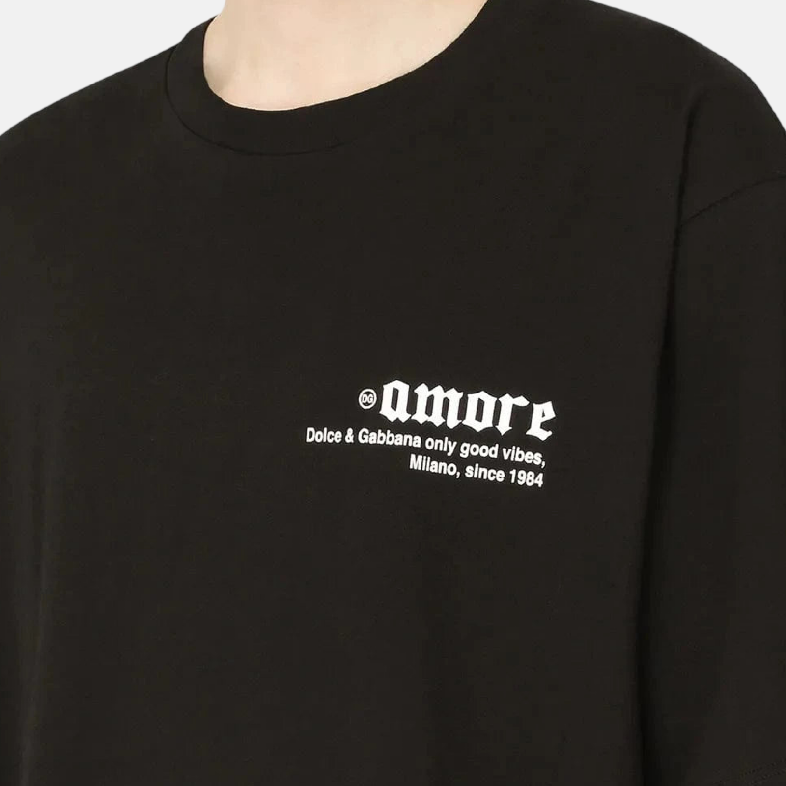 Мъжка черна тениска Dolce & Gabbana Good Vibes Men T-shirt G8MY9Z HU7F0