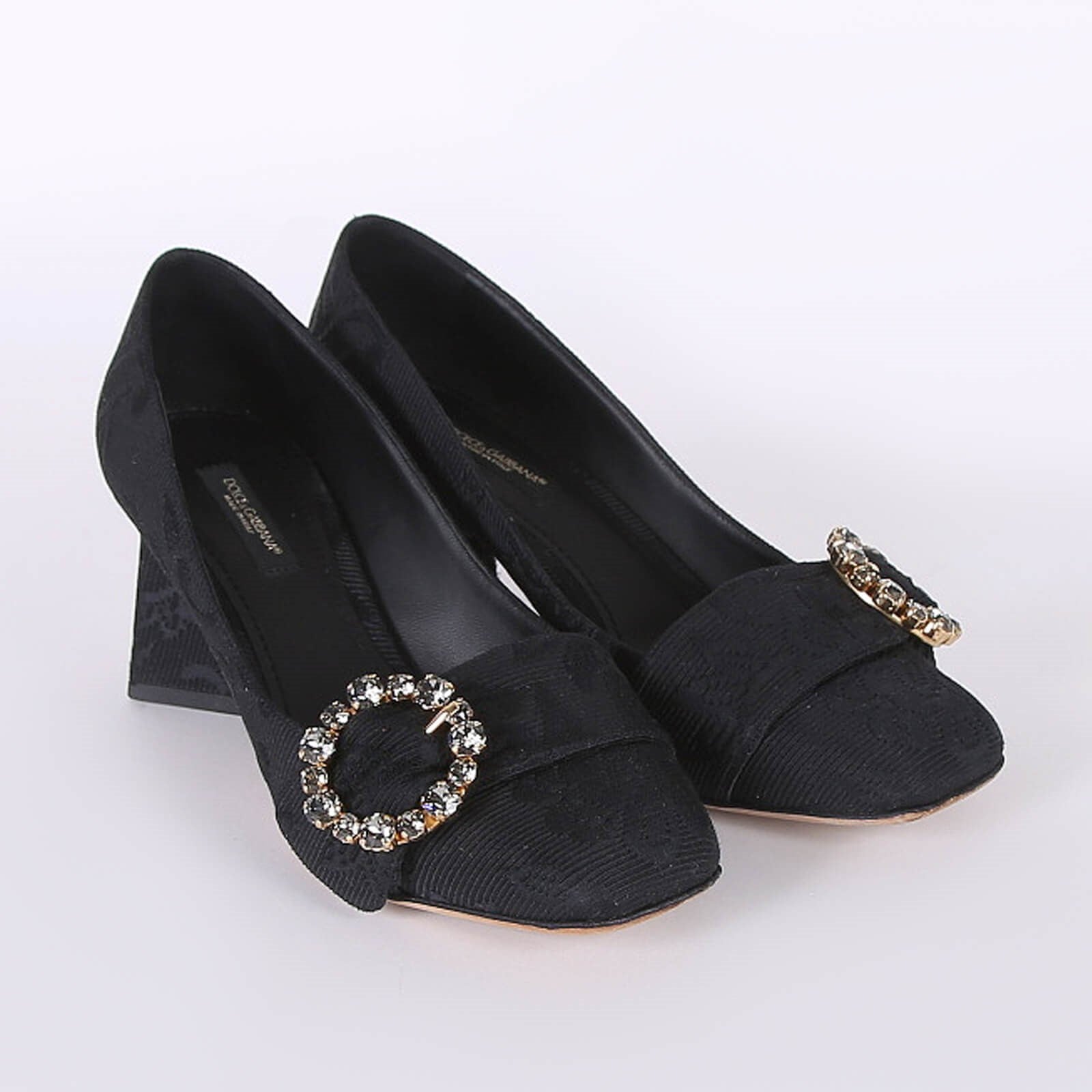 Токчета Dolce & Gabbana Black Brocade Crystals Heels Pumps
