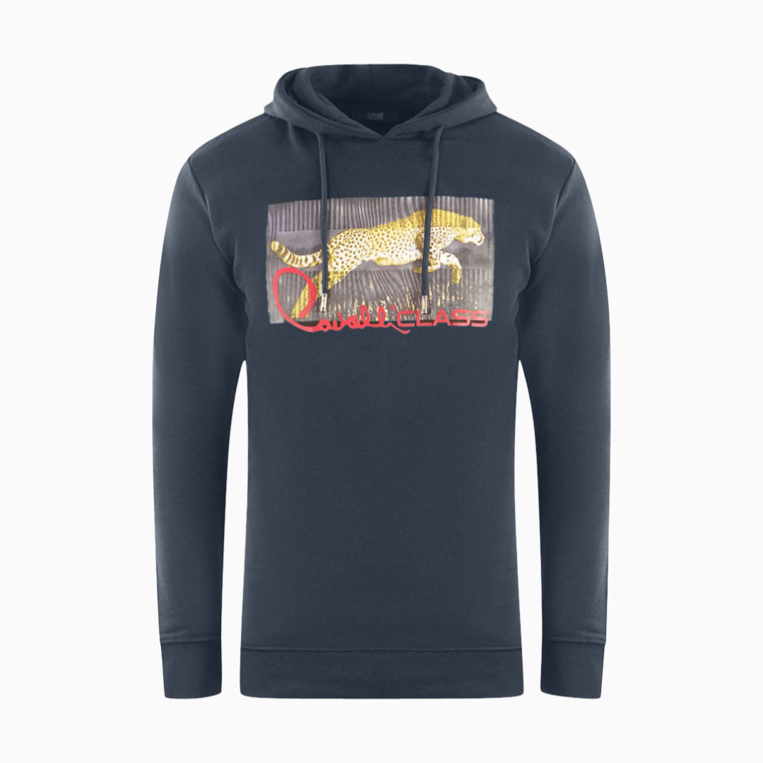 Мъжки суичър с качулка Men’s sweatshirt Cavalli Class RXT65E CF062 04926 Dark Blue front view