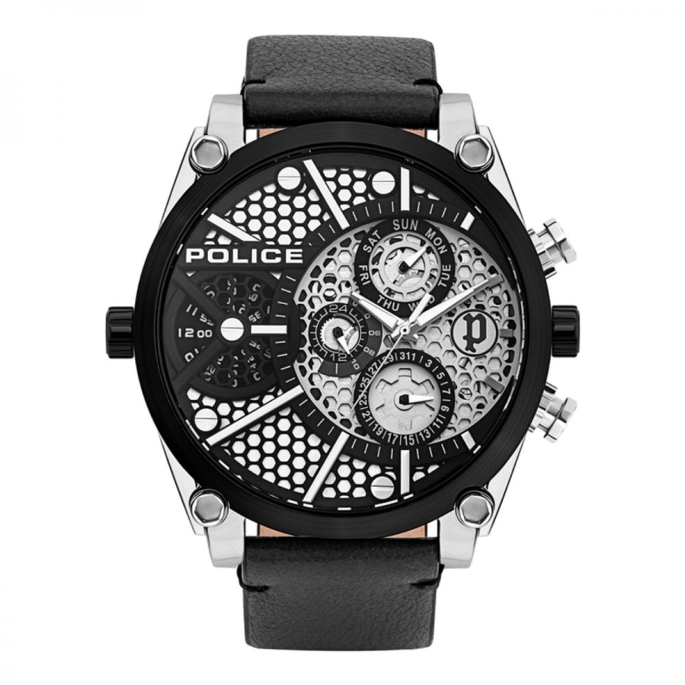 Police Black Leather Watch