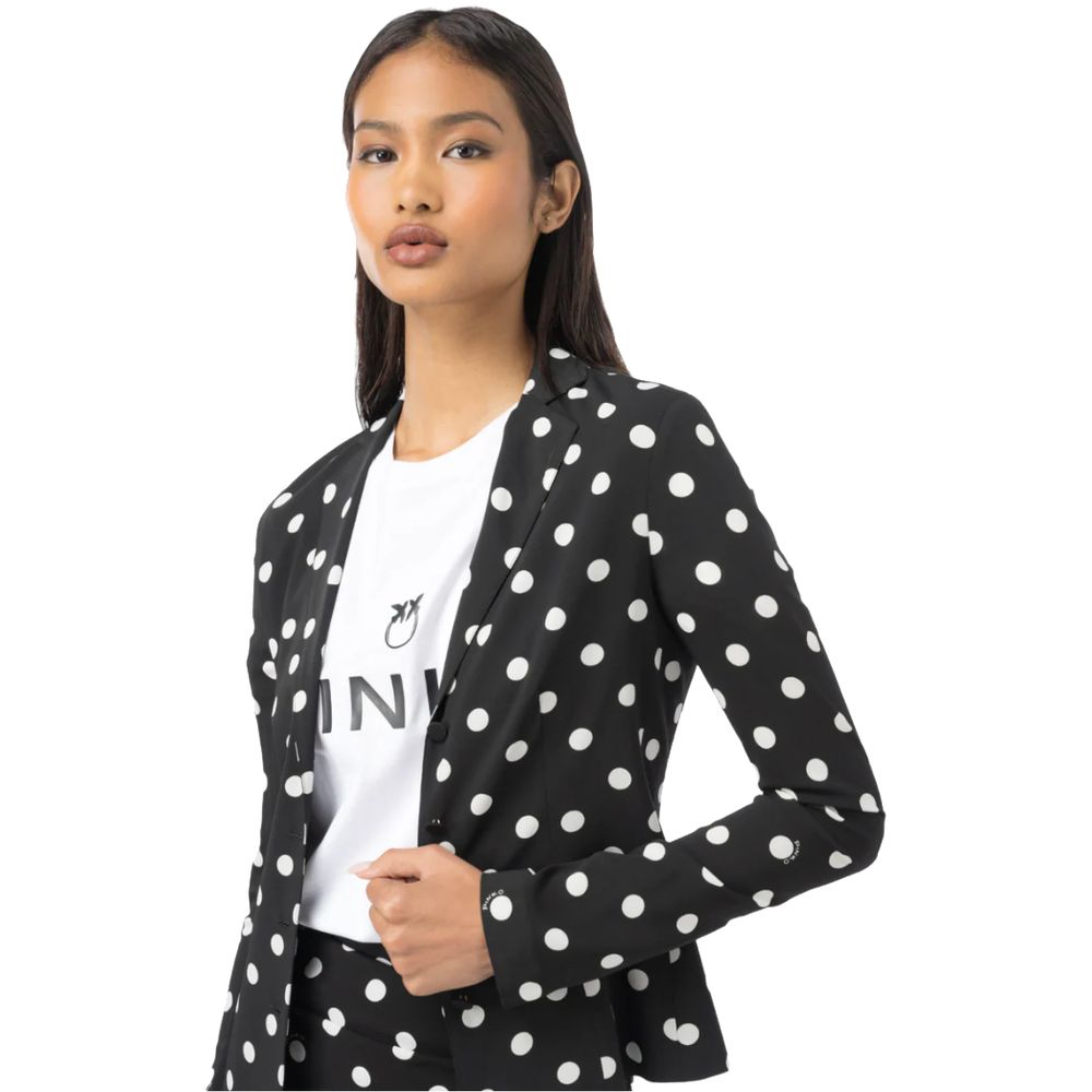 Дамско сако от вискоза в черно на бели точки Women’s viscose blazer PINKO 102070A133ZZ2 Black with white dots front view