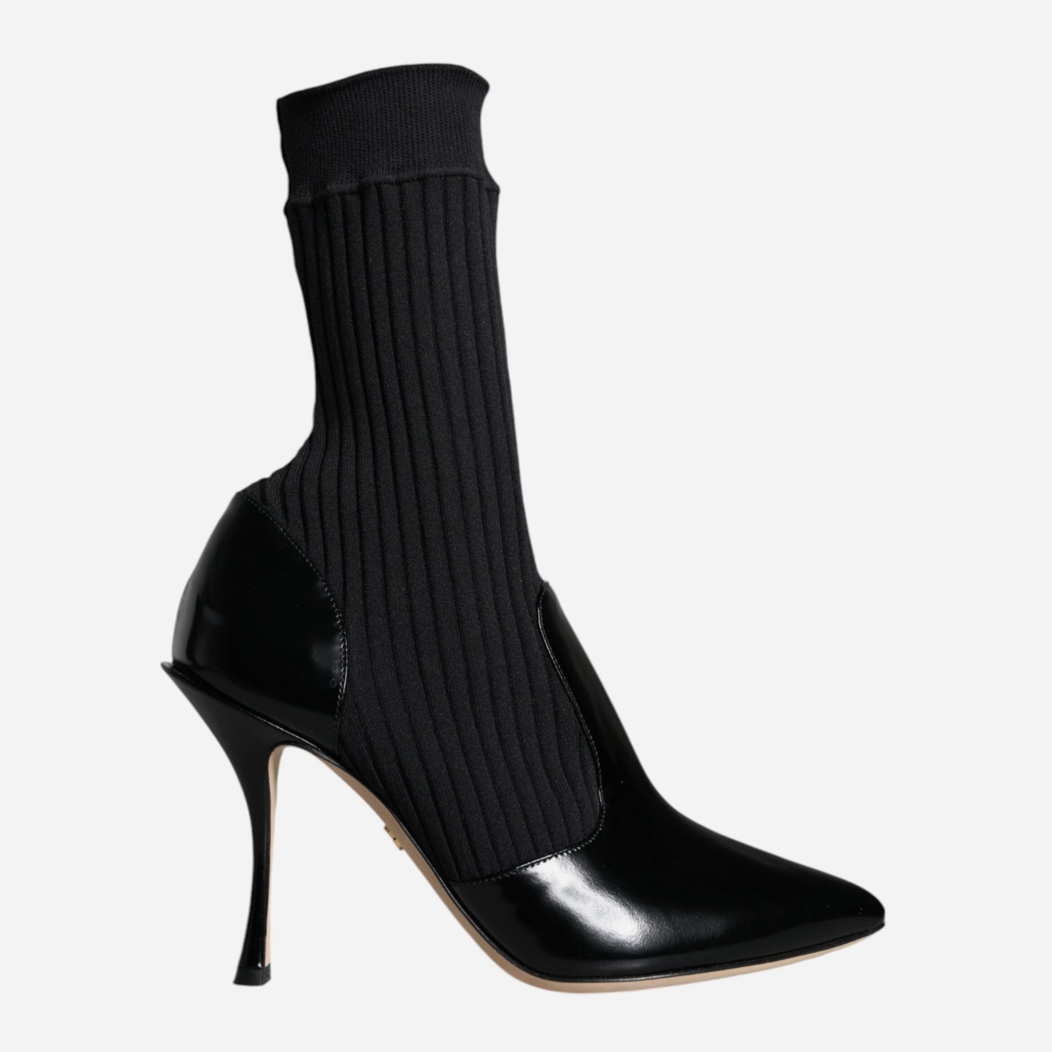 Дамски обувки на висок ток с чорап в черно DOLCE & GABBANA Women’s Black Stretch Stilettos Socks Booties