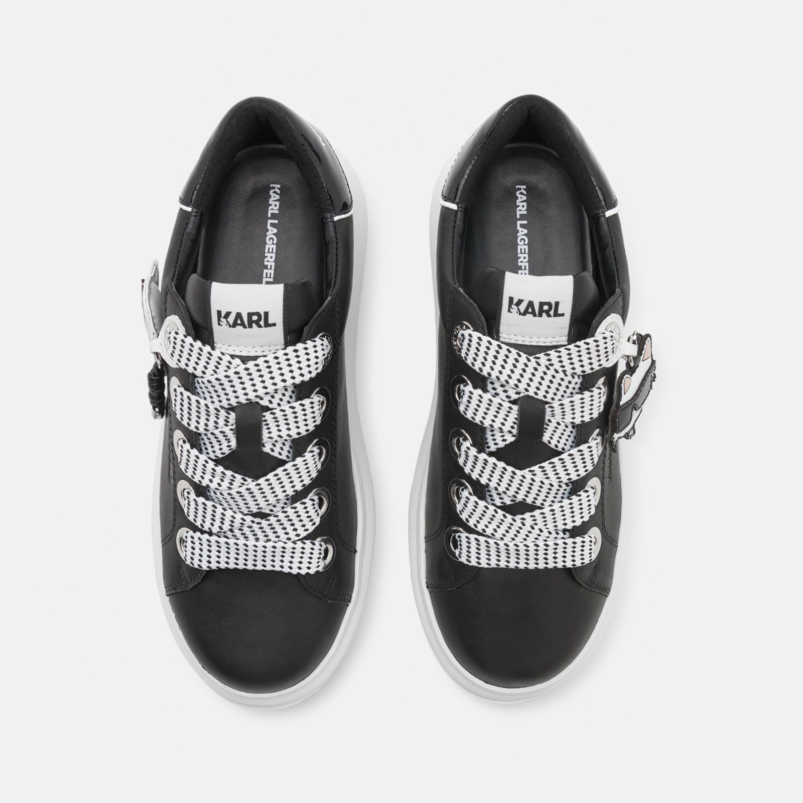 Дамски кецове от естествена кожа в черно Women’s leather sneakers Karl Lagerfeld KAPRI KL62576T 000 Black Top View