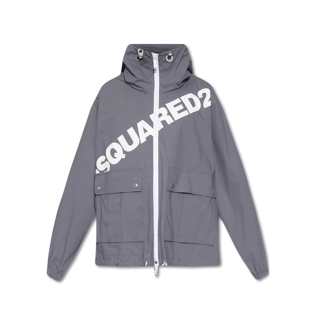 Dsquared² Logo Print Hooded Men Jacket Front View