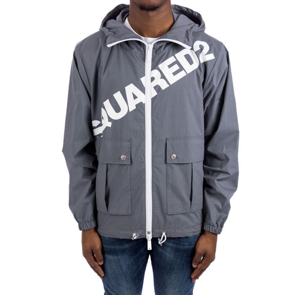 Dsquared² Logo Print Hooded Men Jacket Front View