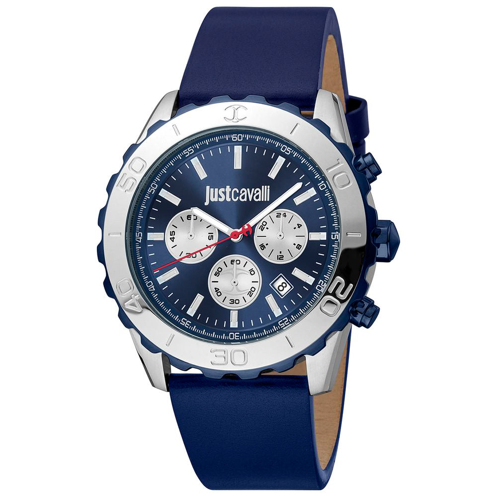 Just Cavalli Blue Leather Sport Watch
