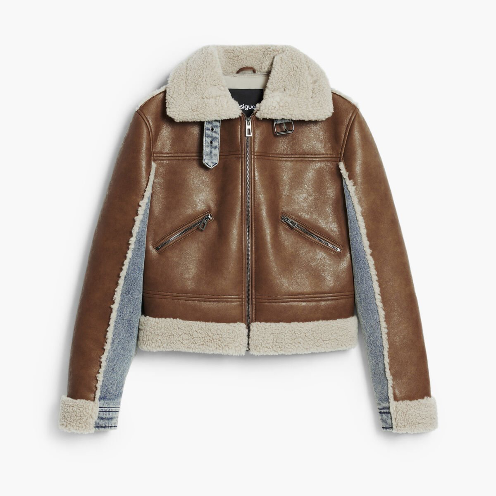 Дамско кожено дънково яке Desigual Women Jacket 25WWEW39 Front View