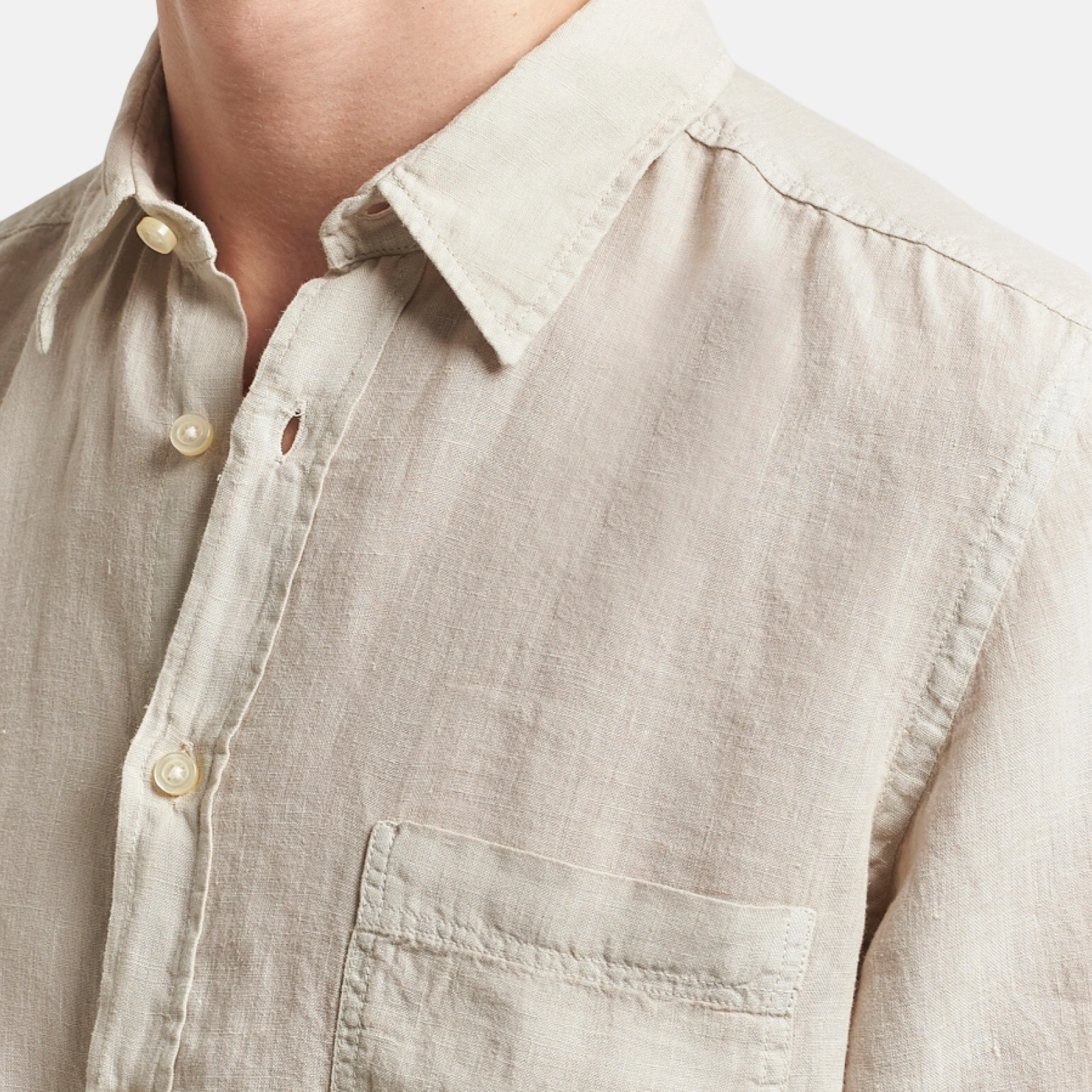 Мъжка бежова ленена риза Boss 50537381 Close-Up