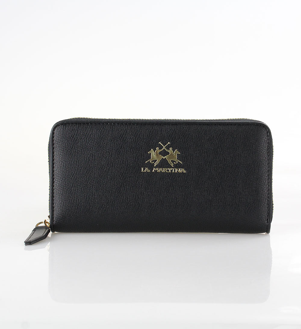 Дамско клъч портмоне Women's clutch wallet La Martina LMPD01156T Black front view