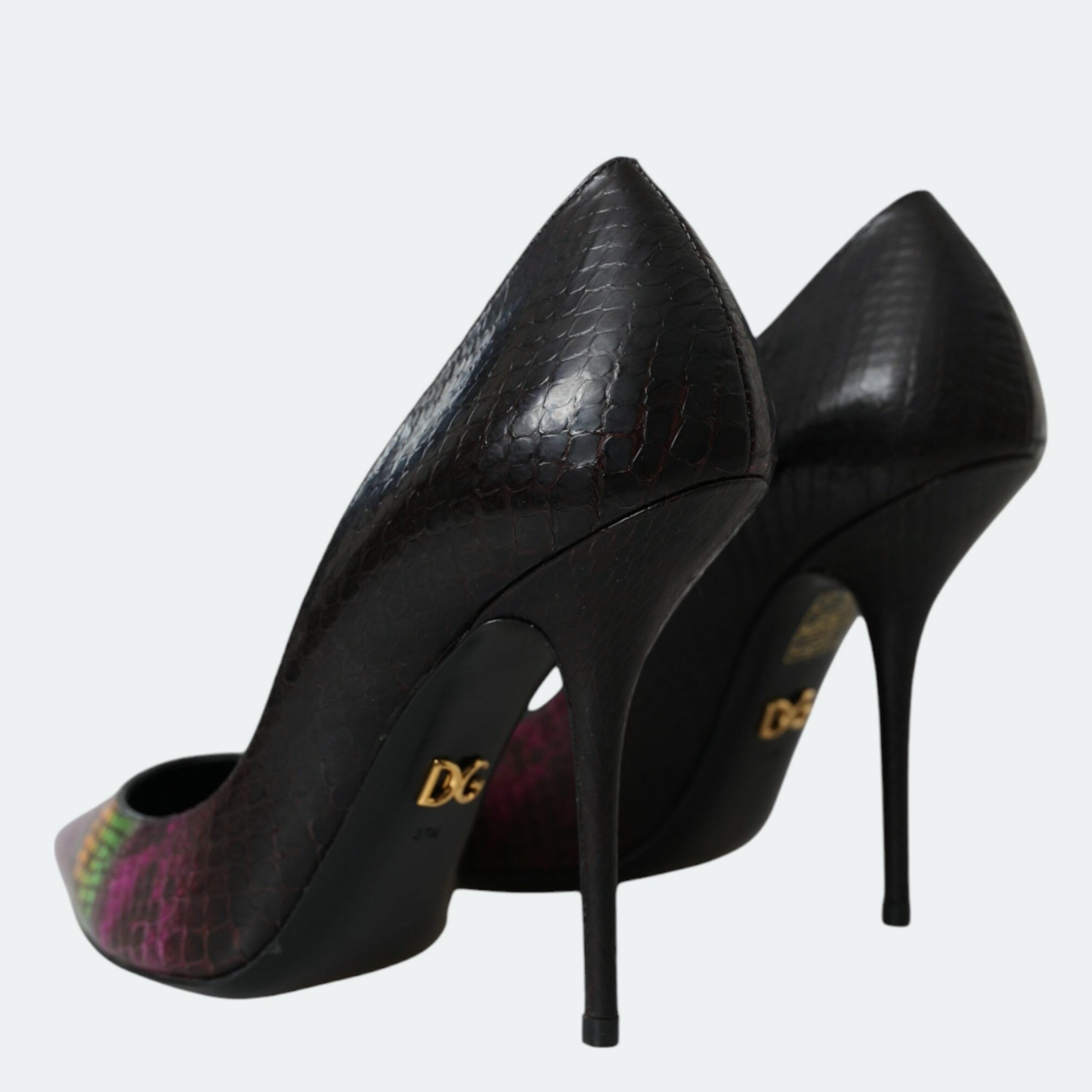 Дамски обувки на висок ток от естествена кожа от питон DOLCE & GABBANA Women’s Luxury Multicolor Python Leather Heels