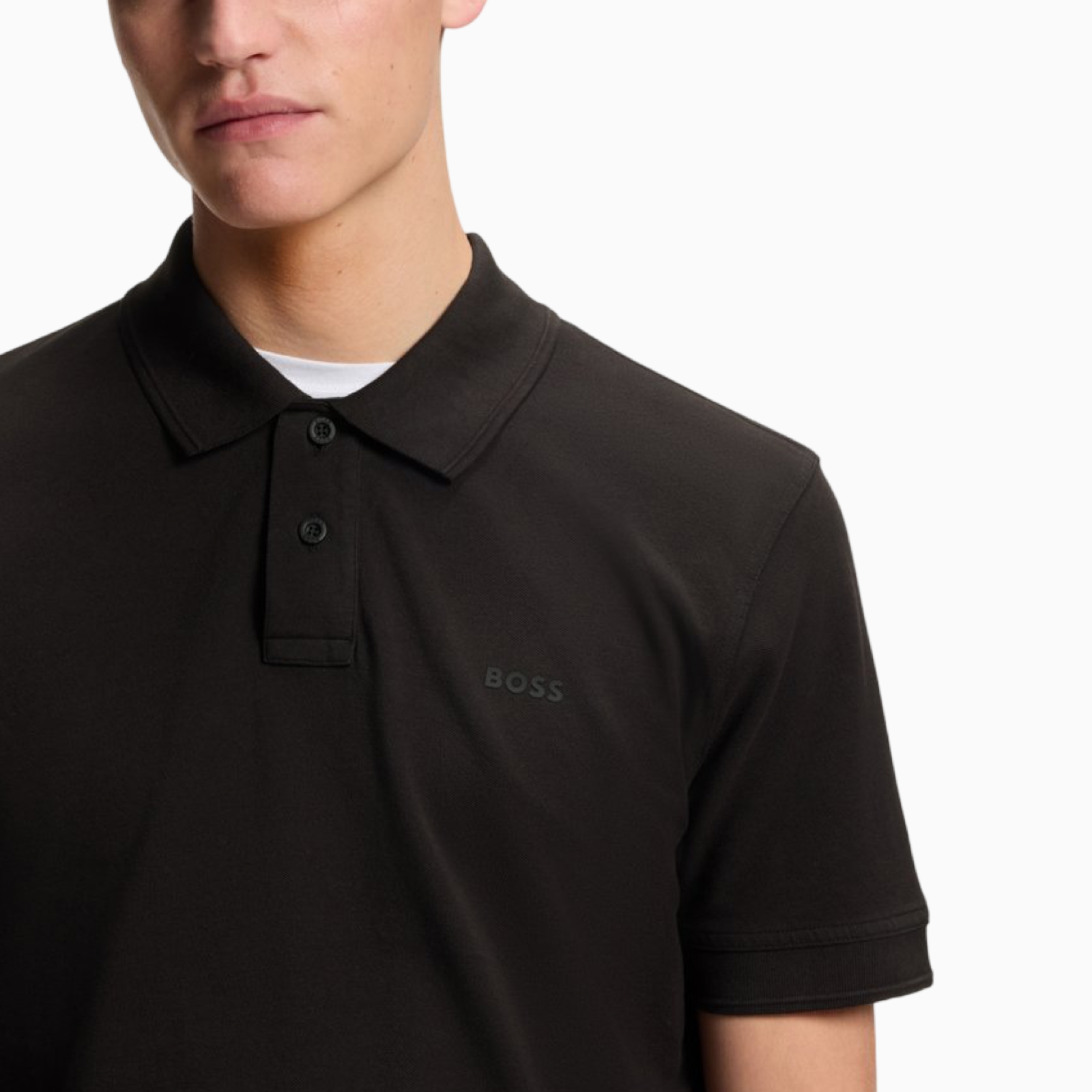 Мъжка черна поло тениска Boss Prime Men Polo 50507813 001 Front View