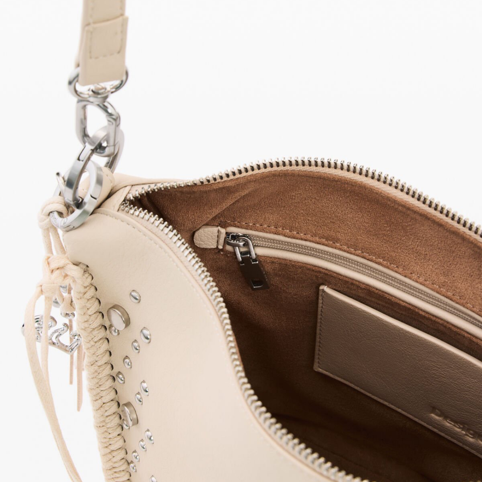 Дамска бежова чанта Desigual Women Shoulder Bag 26SAXPAR 1008 Inside View
