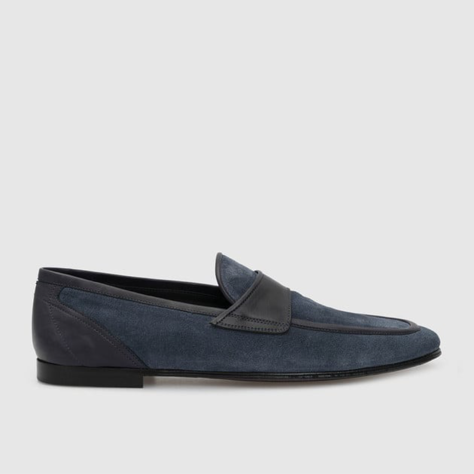 Мъжки сини мокасини Dolce & Gabbana A50351 AX934 Blue Suede Leather Men Loafers Medial View