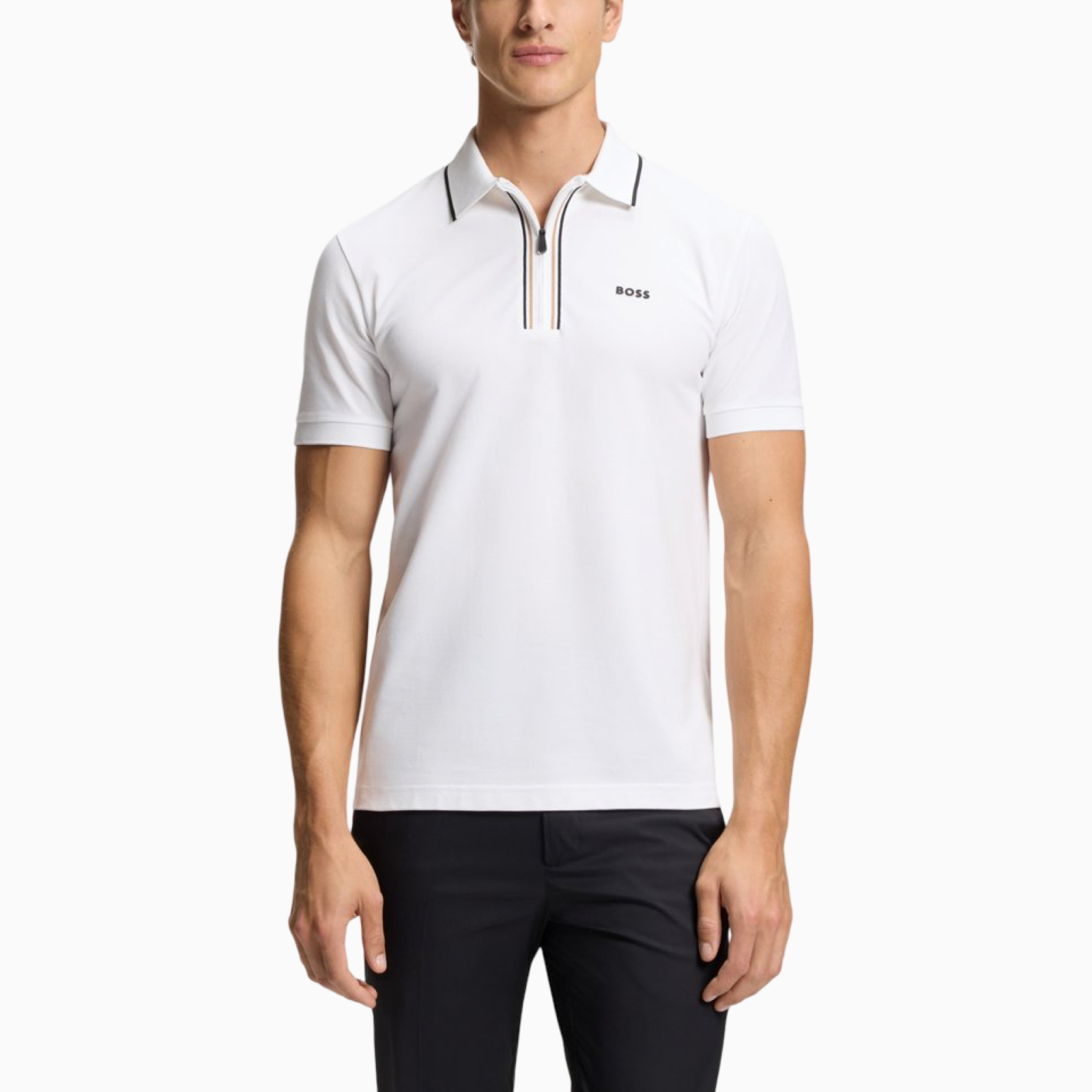 Мъжка бяла поло тениска Boss Philix Men Polo 50555698 100 Front View