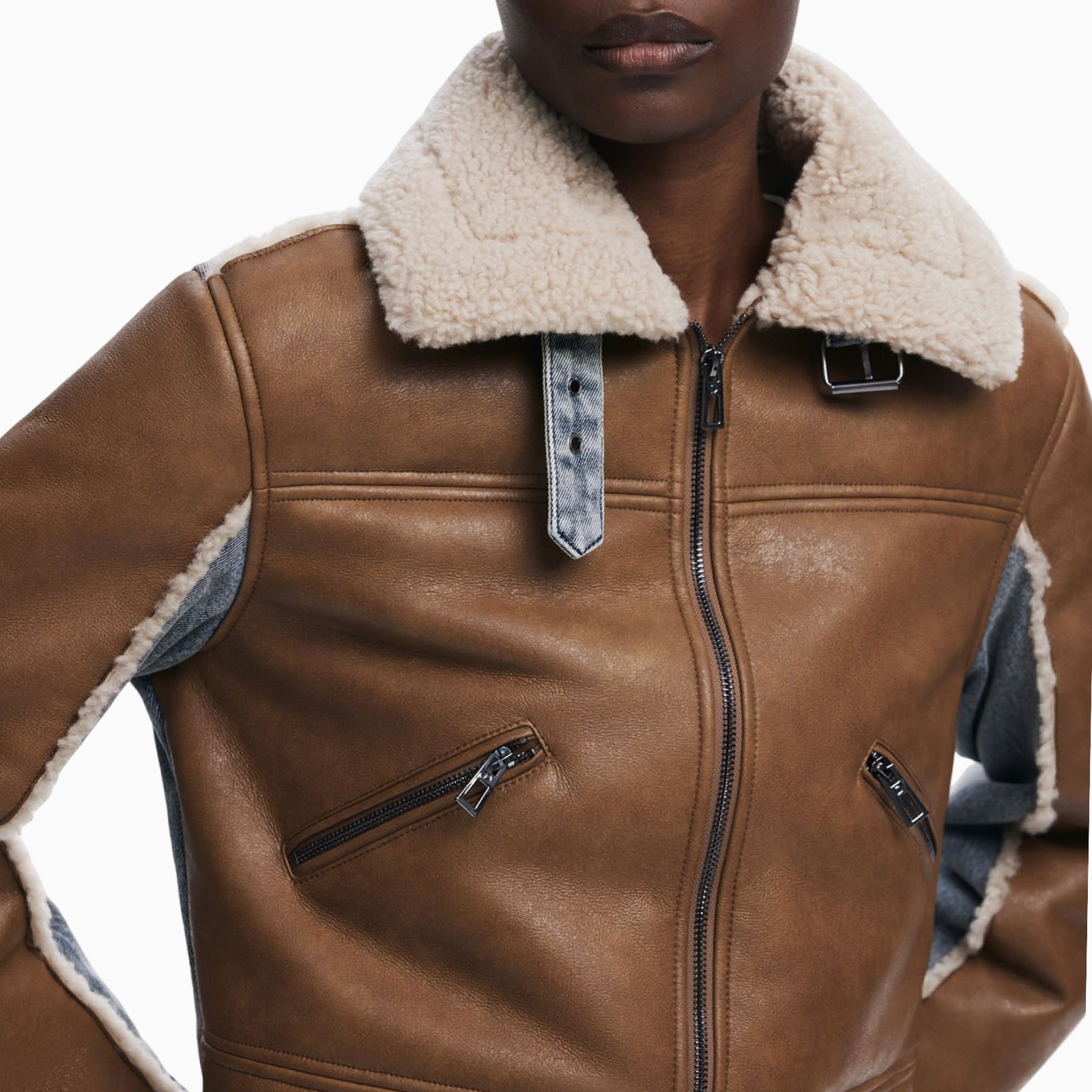 Дамско кожено дънково яке Desigual Women Jacket 25WWEW39 Front View